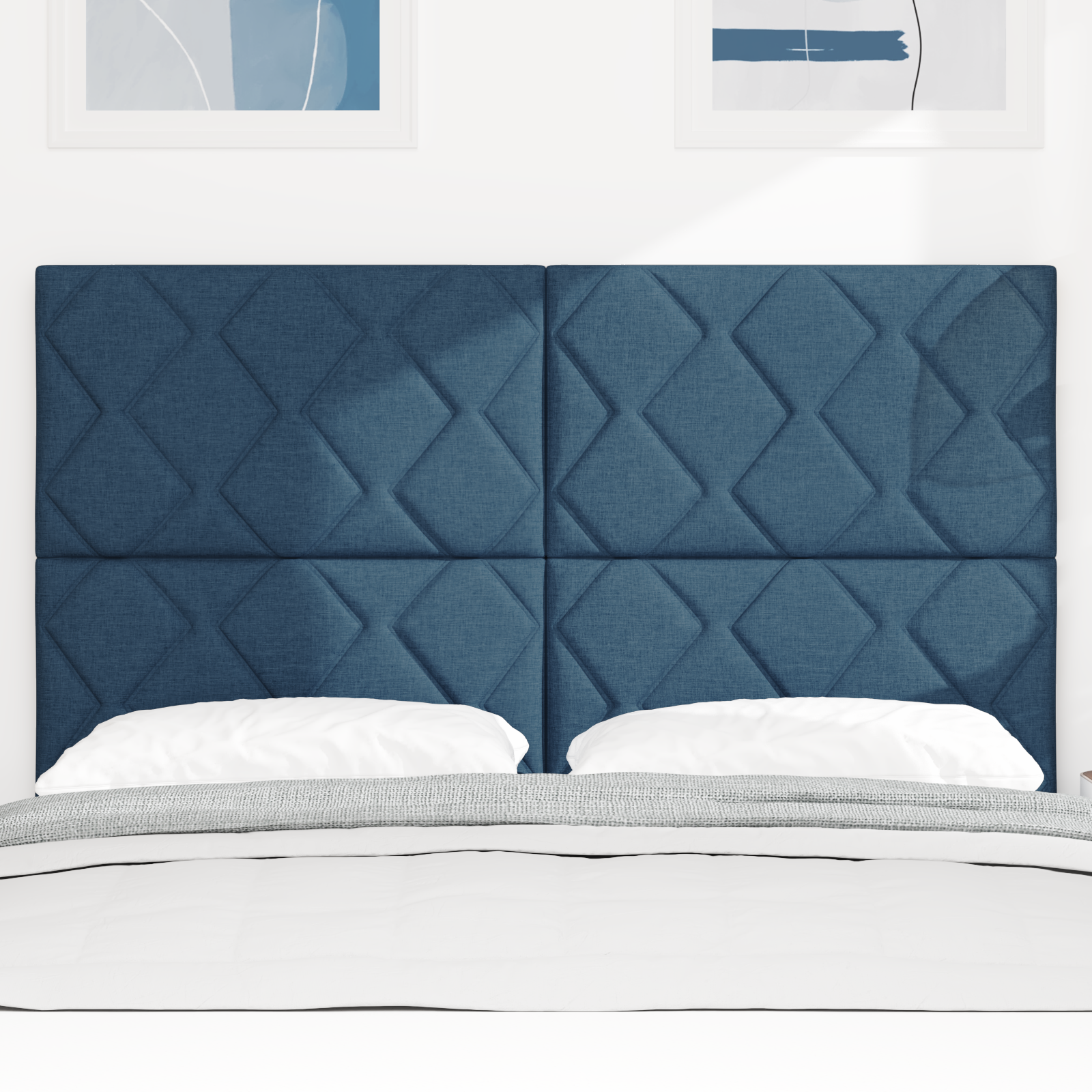 Thumbnail - vidaXL Kopfteil Blau mit Diamantblock-Design, 140 cm aus Stoff