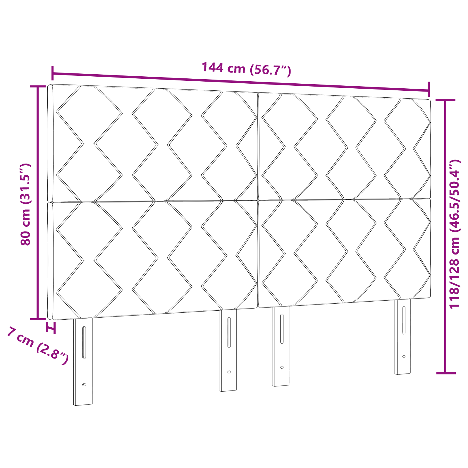 Headboard Diamond Blocks Design Light Grey 140 cm Velvet - Image 8