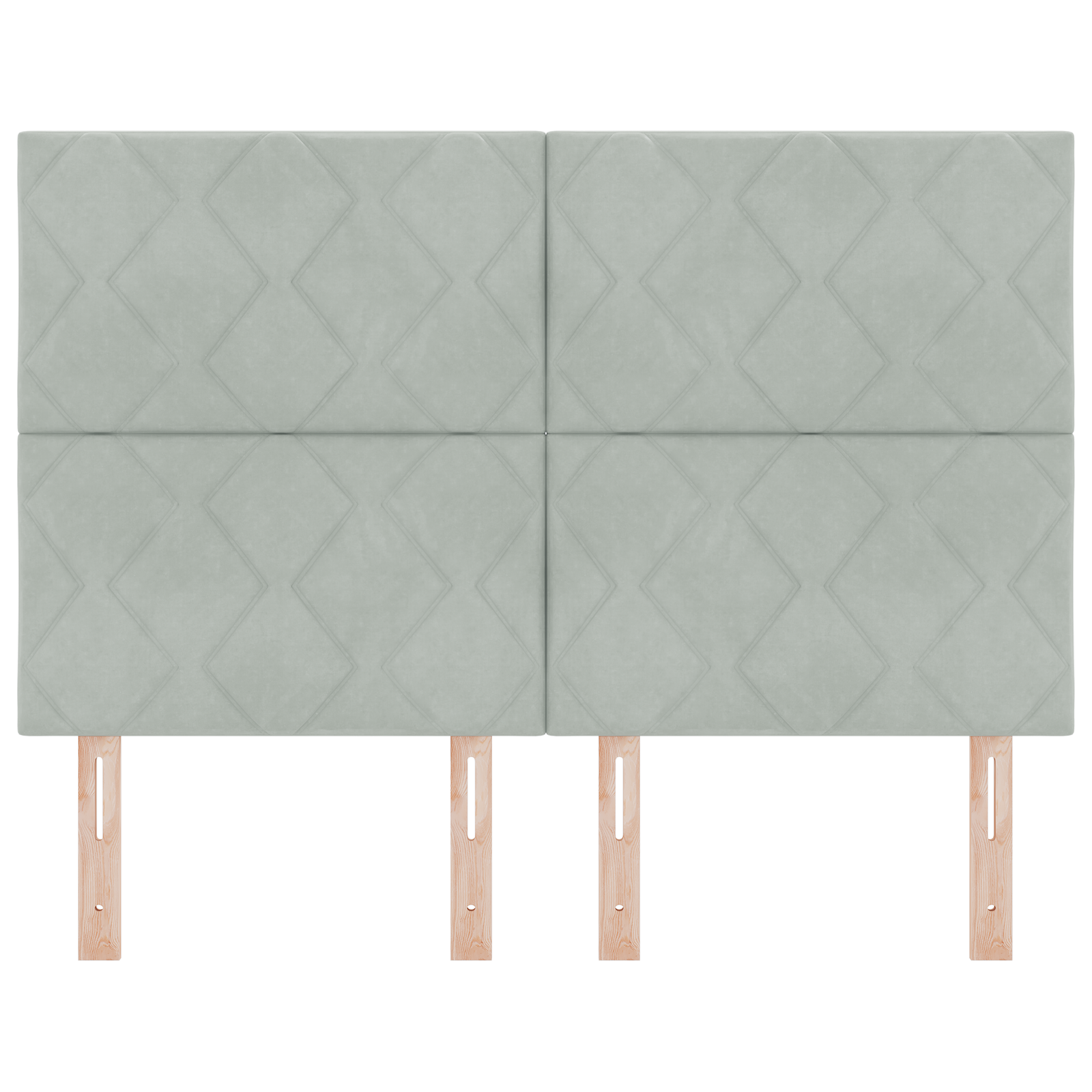 Headboard Diamond Blocks Design Light Grey 160 cm Velvet - Image 4