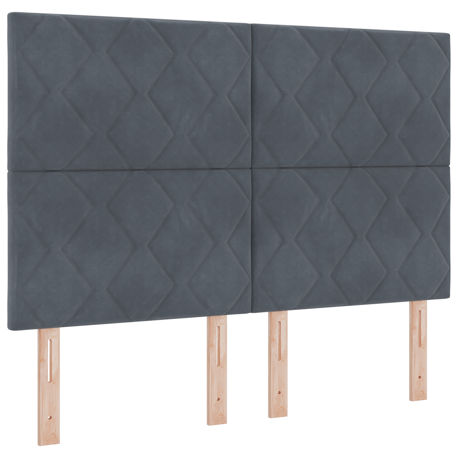 Headboard Diamond Blocks Design Dark Grey 160 cm Velvet - Image 2
