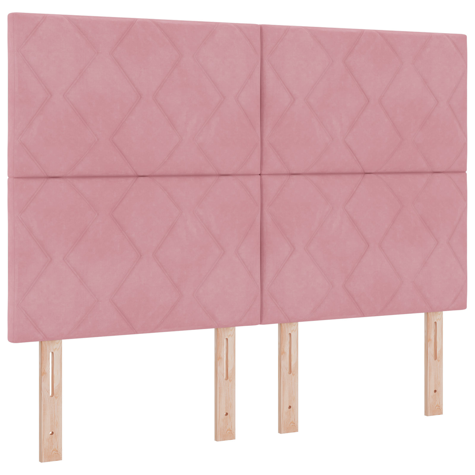 Pink Diamond Blocks Design Headboard 160 cm Velvet - Image 2