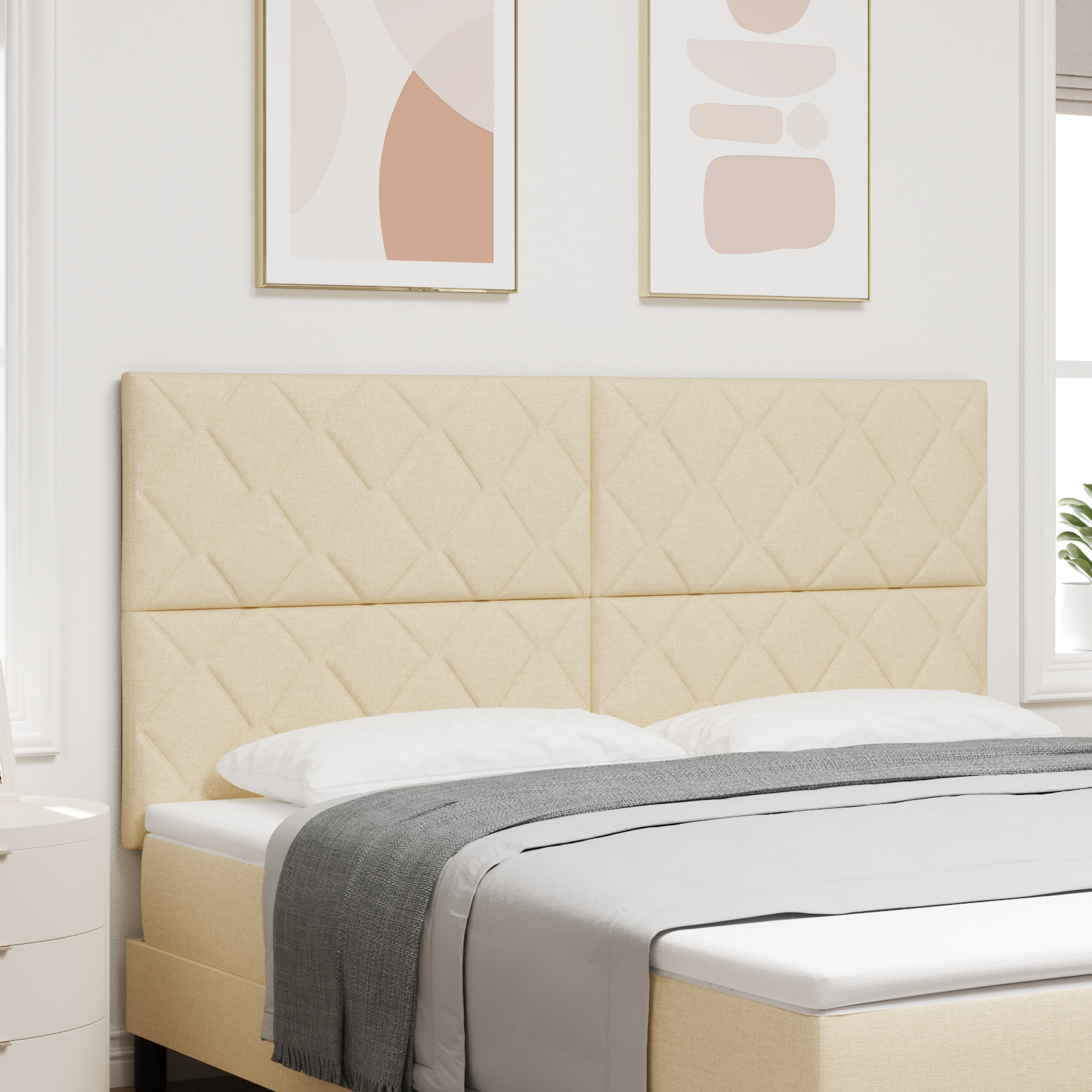 Thumbnail - vidaXL Kopfteile im Diamantblock-Design in Creme, 180 cm, aus Stoff