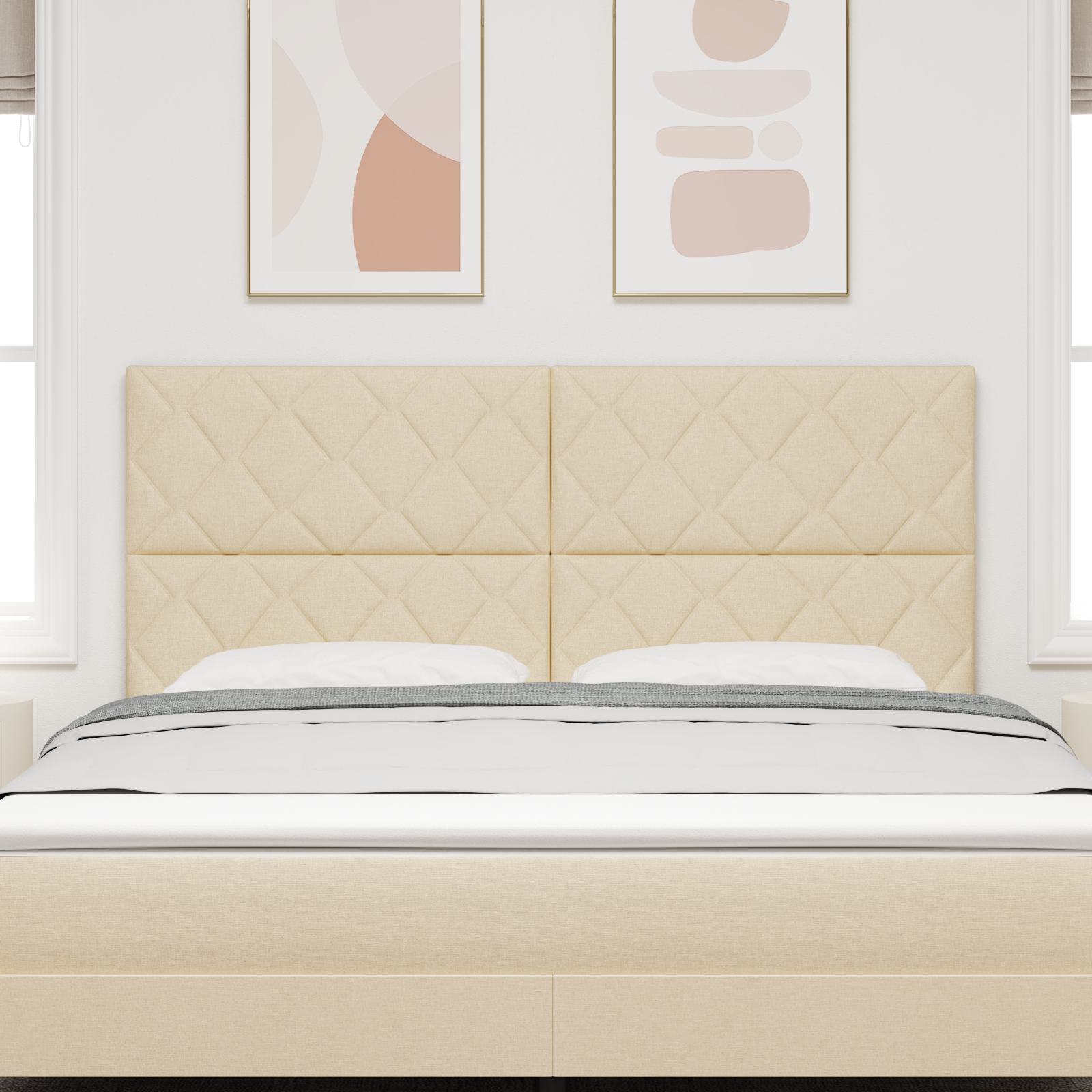 Thumbnail - vidaXL Kopfteile im Diamantblock-Design in Creme, 180 cm, aus Stoff