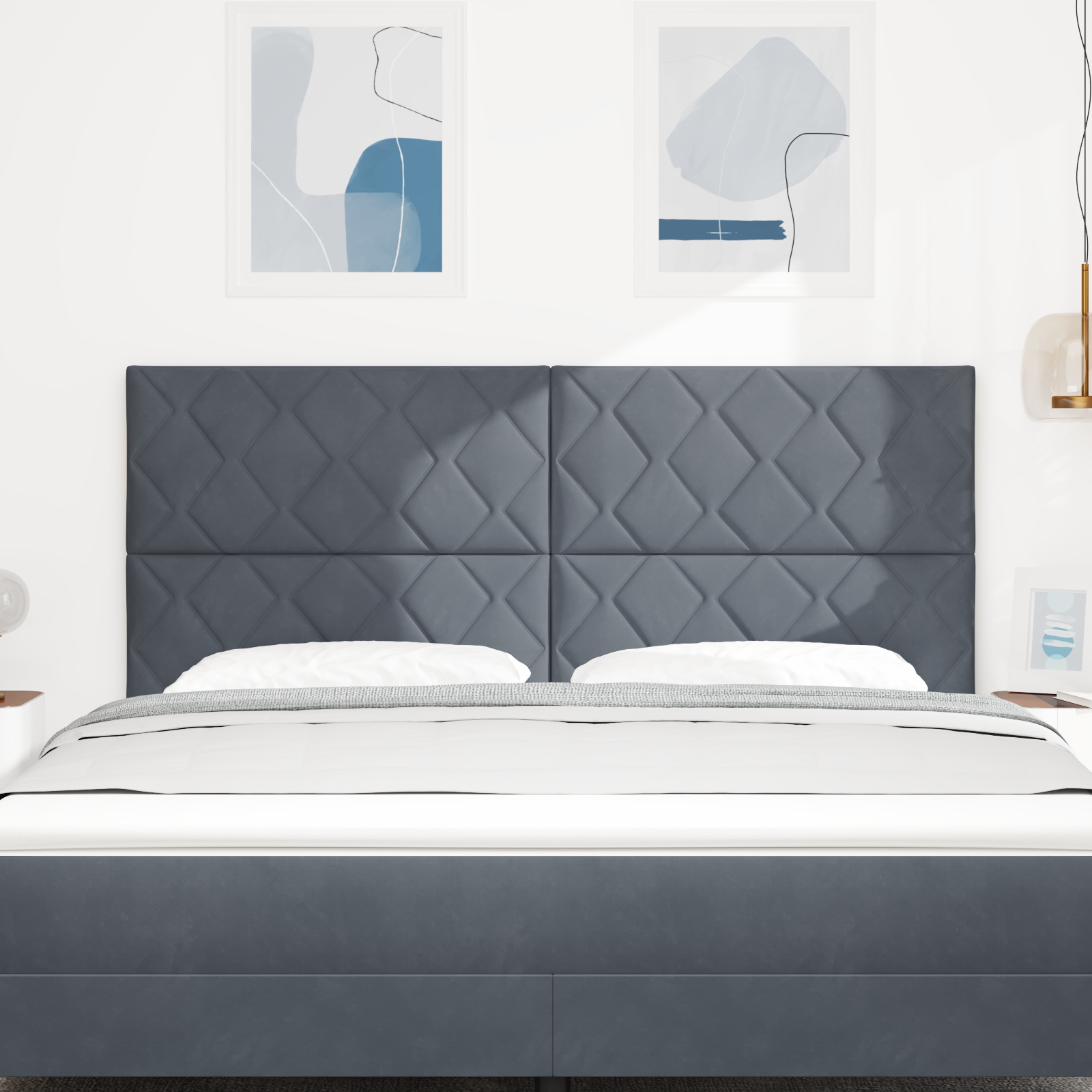 Thumbnail - vidaXL Kopfteil aus dunkelgrauem Samt mit Diamantblock-Design 180 cm
