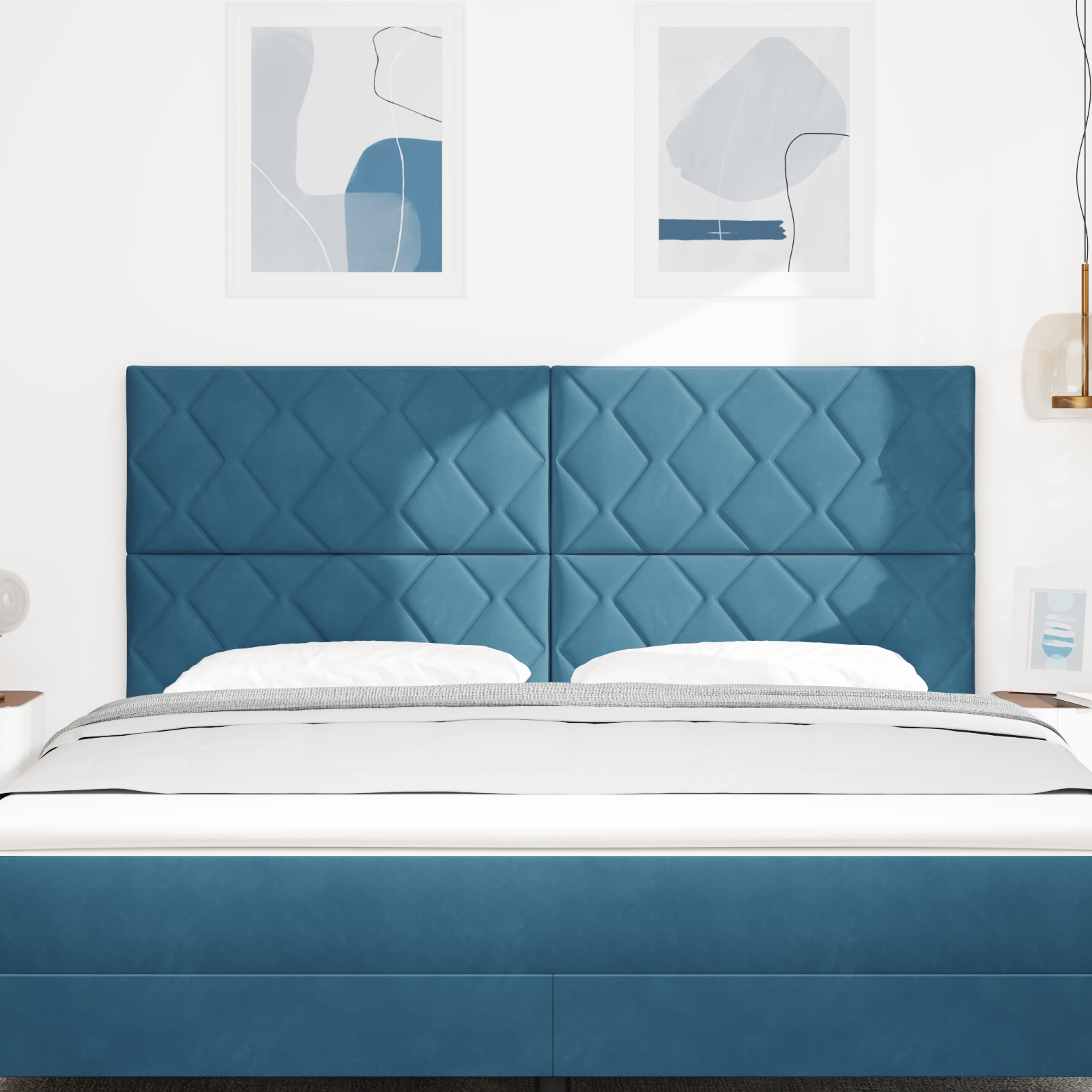 Headboard Diamond Blocks Design Dark Blue 180 cm Velvet - Image 3