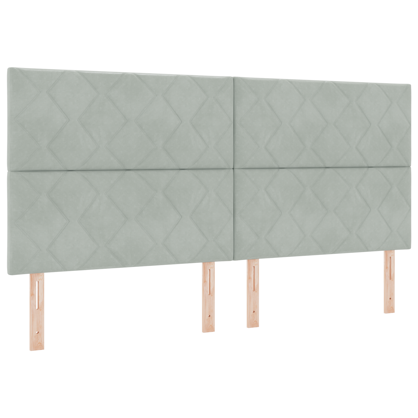 Headboard Diamond Blocks Design Light Grey 200 cm Velvet - Image 2