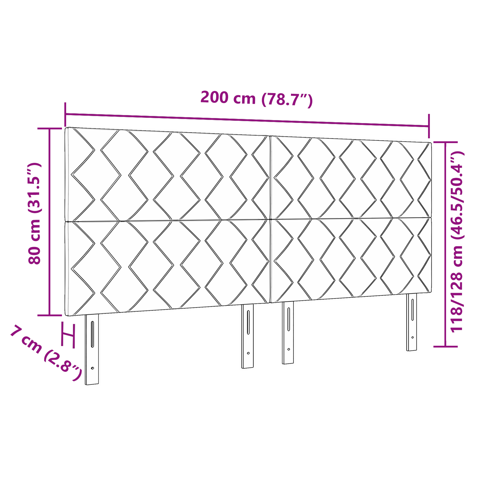 Headboard Diamond Blocks Design Dark Grey 200 cm Velvet - Image 8