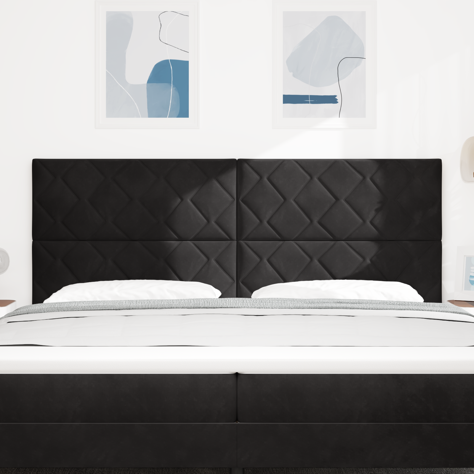 Headboard Diamond Blocks Design Black 200 cm Velvet - Image 3