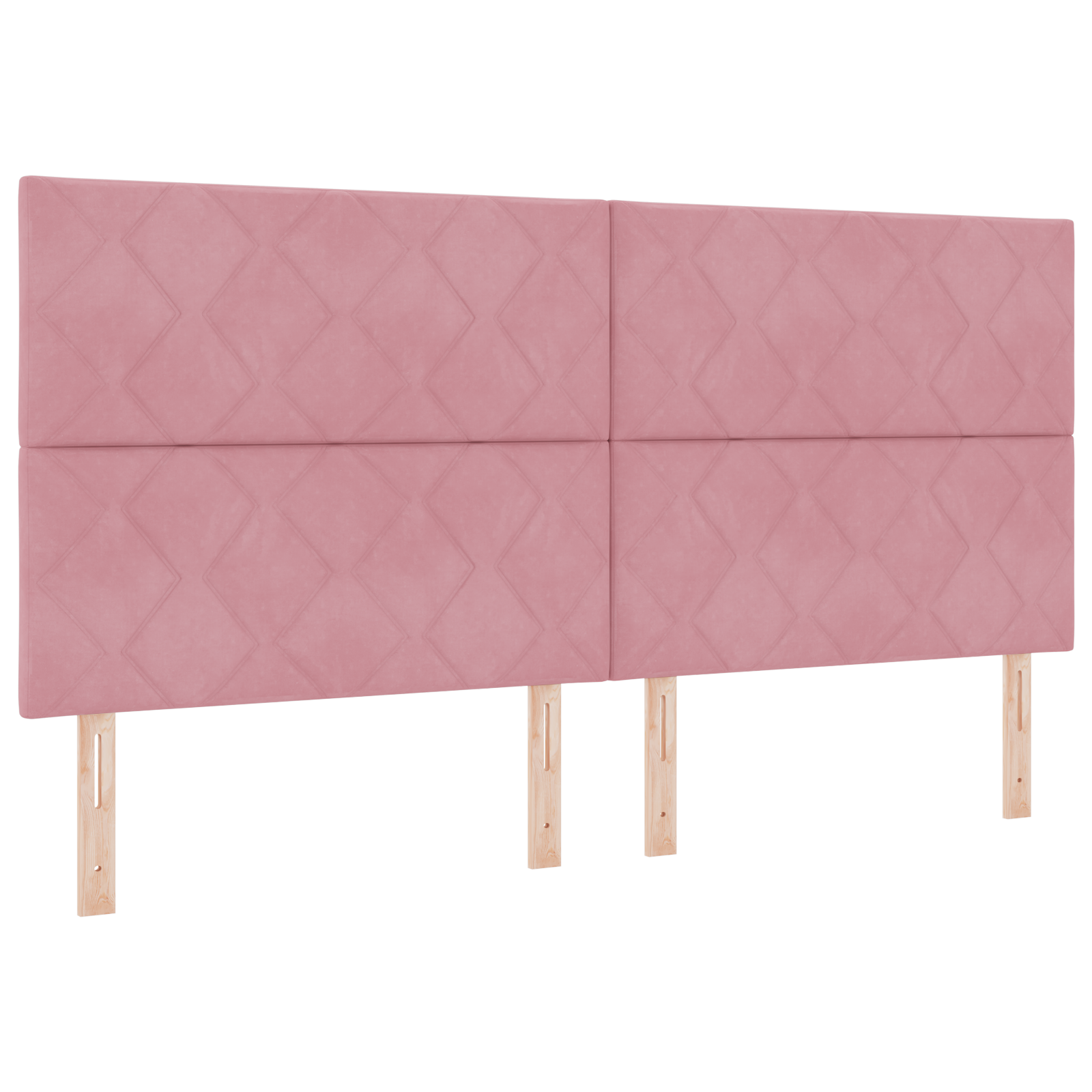 Headboard Diamond Blocks Design Pink 200 cm Velvet - Image 2