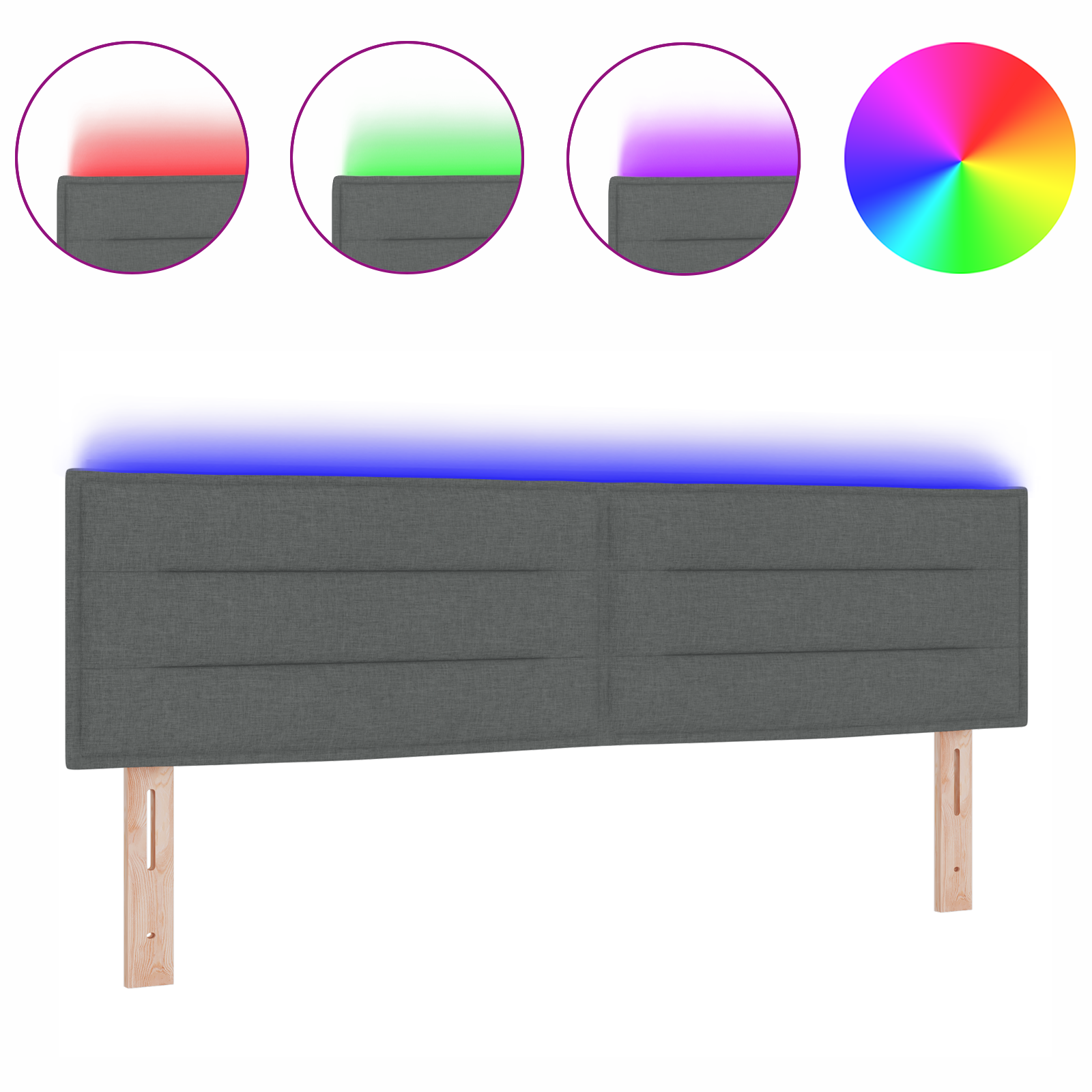 LED Headboard Lines Design Dark Grey 72 cm Fabric - Image 3