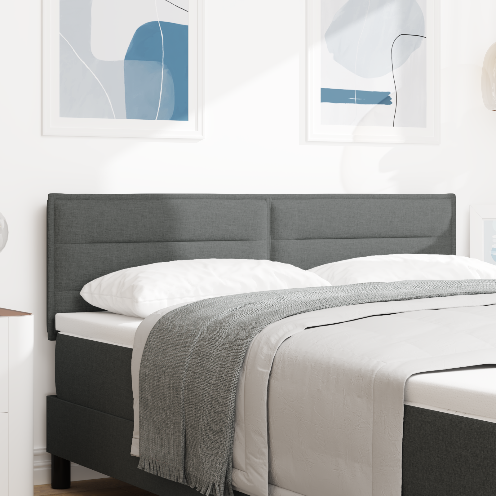 LED Headboard Lines Design Dark Grey 72 cm Fabric