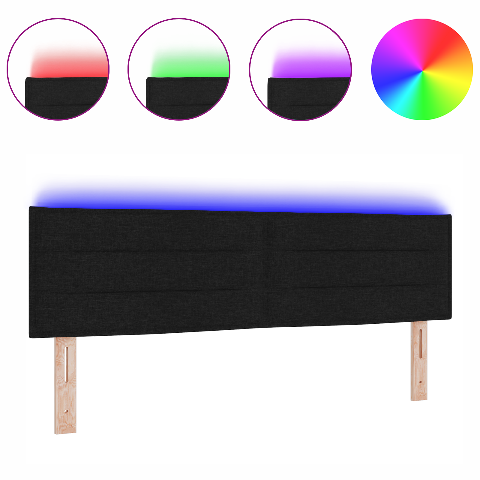 LED Headboard Lines Design Black 72 cm Fabric - Image 3