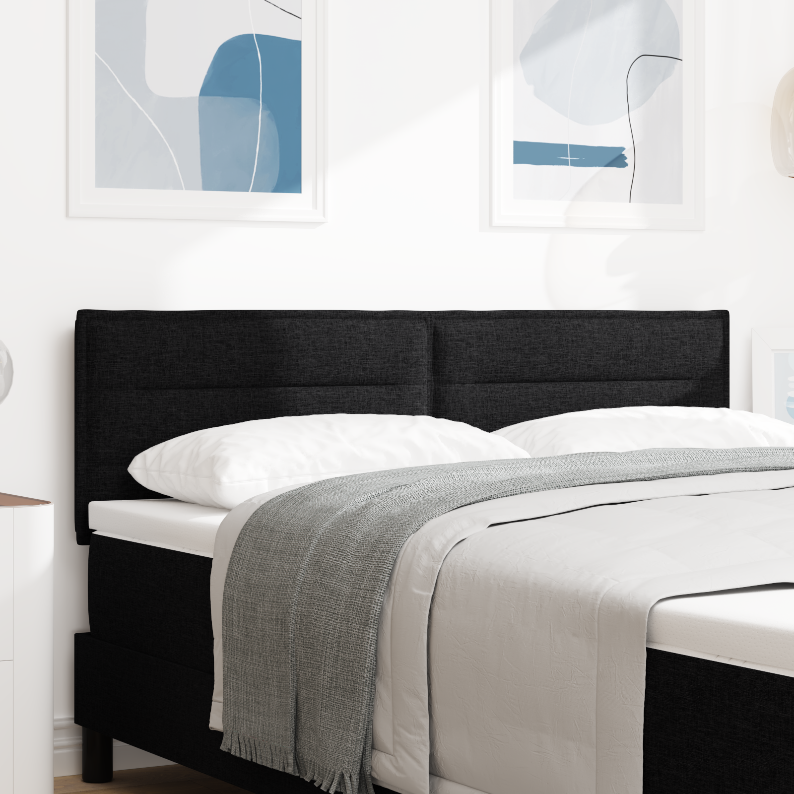 LED Headboard Lines Design Black 72 cm Fabric