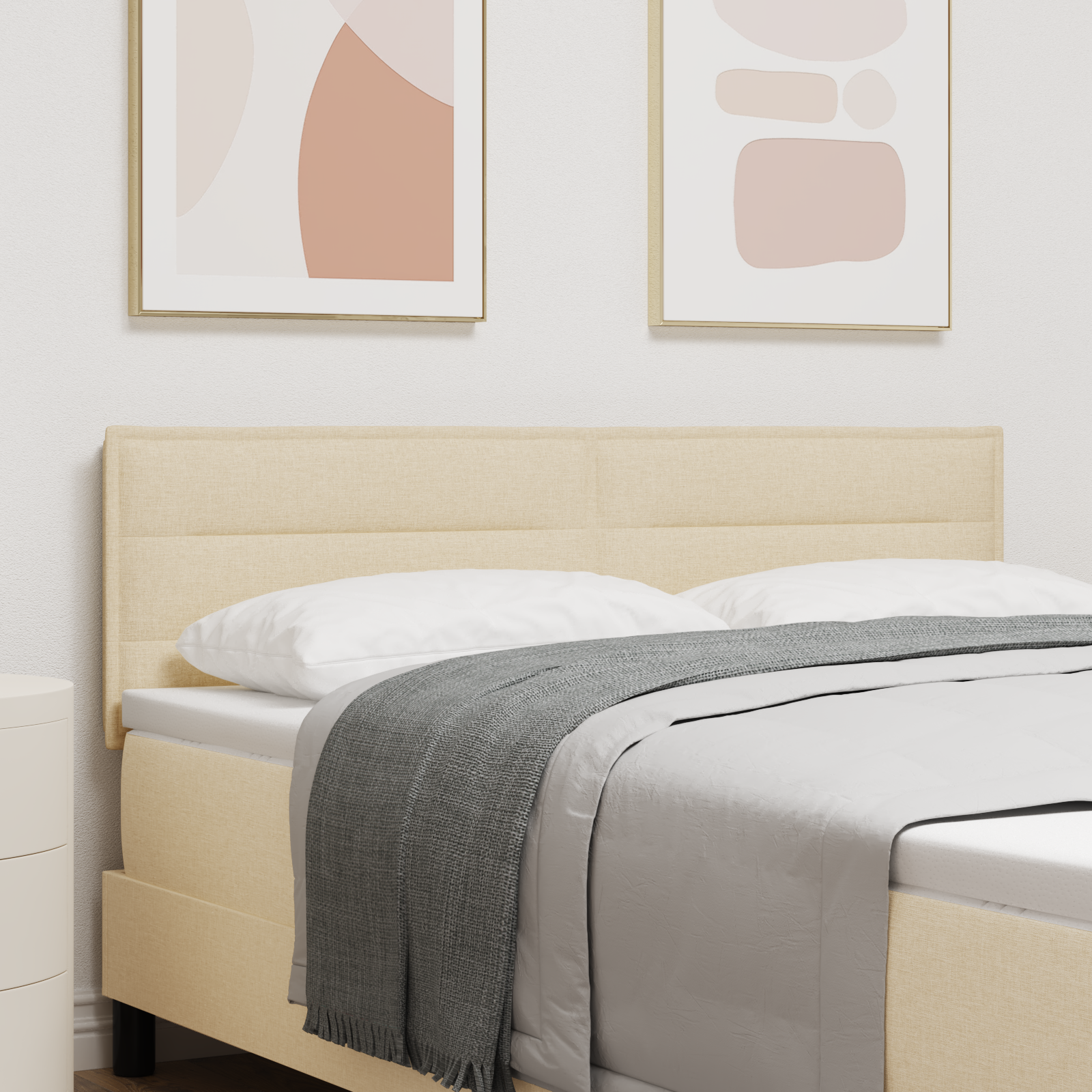 LED Headboard Lines Design Cream 72 cm Fabric