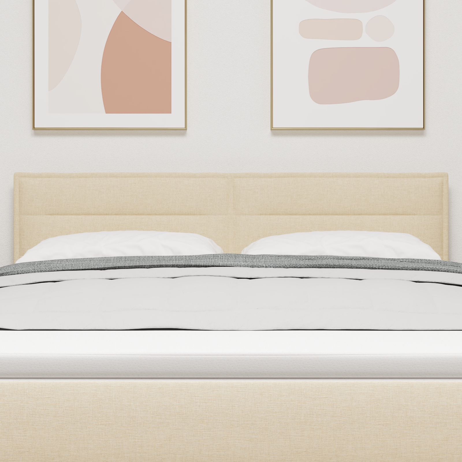LED Headboard Lines Design Cream 80 cm Fabric - Image 4