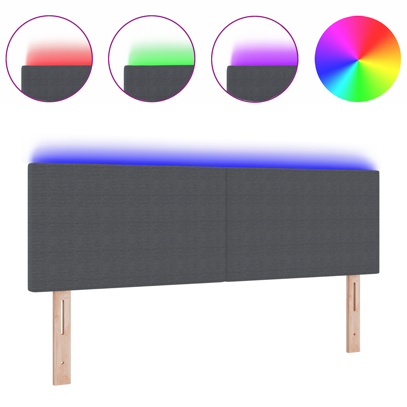 Vidaxl Led Kopfteil Einfaches Design Lichtgrün Grau 72 Cm Cordstoff vidaXL - Bild 27 von 60