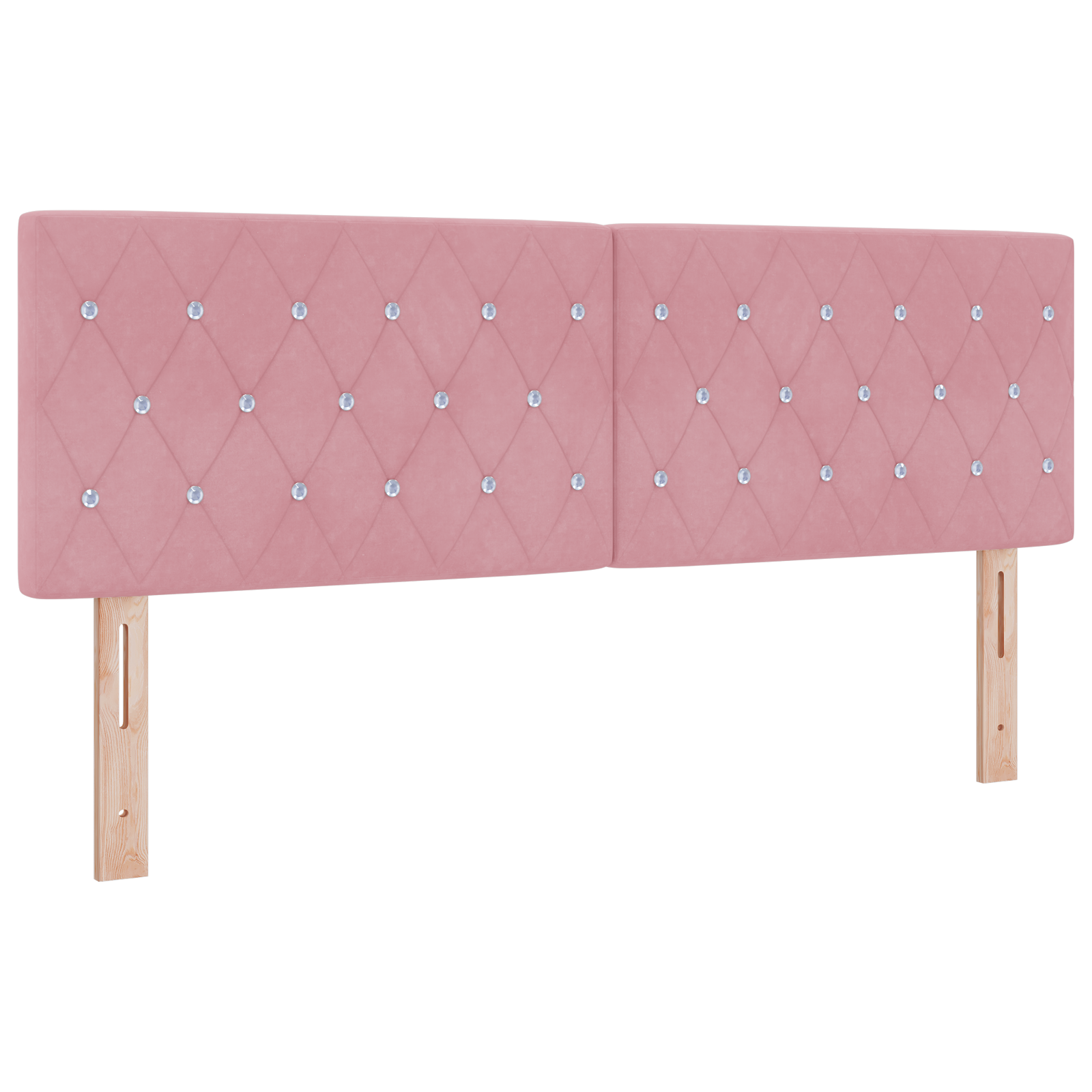 LED Headboard Crystal Button Tufted Pink 72 cm Velvet - Image 2