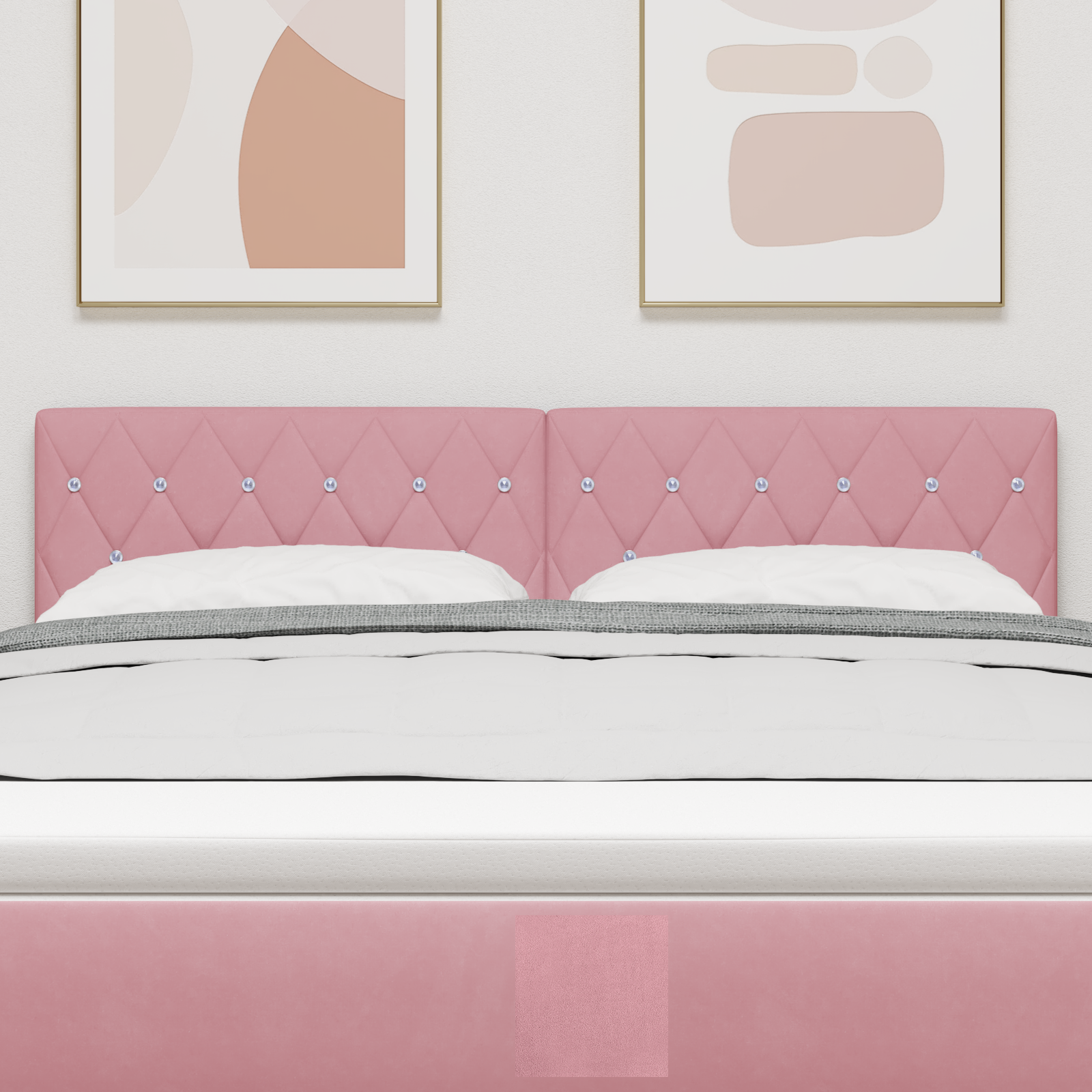 LED Headboard Crystal Button Tufted Pink 72 cm Velvet - Image 4
