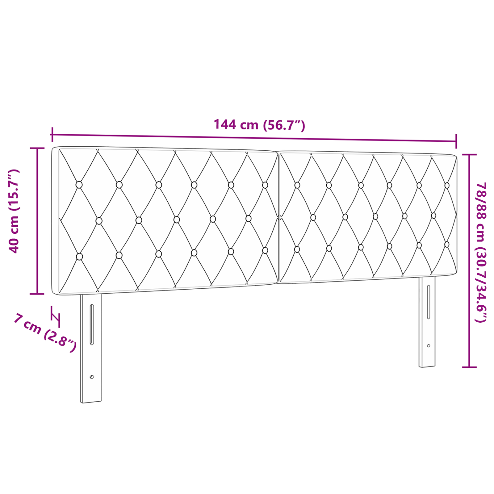 LED Headboard Crystal Button Tufted Pink 72 cm Velvet - Image 9