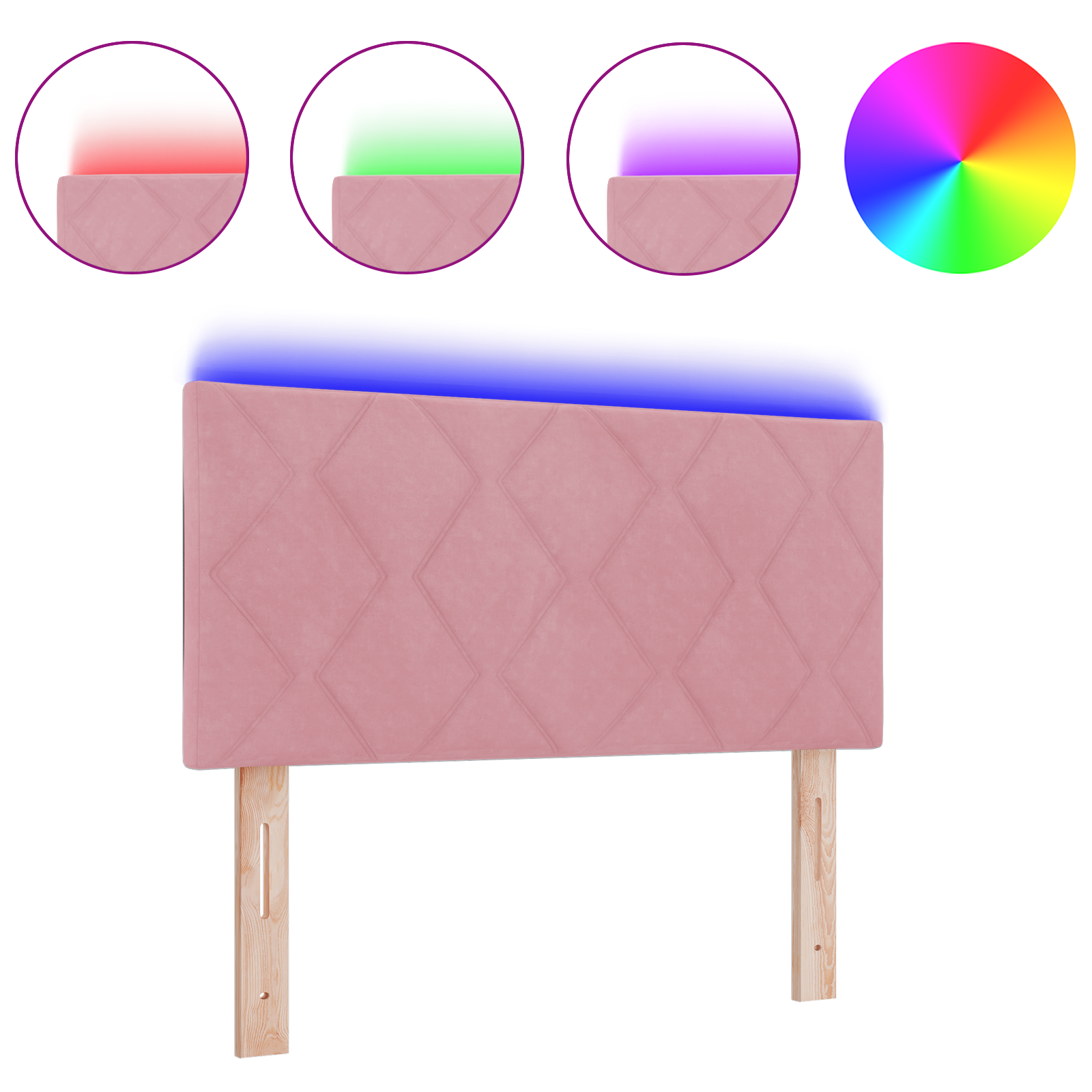 Thumbnail - vidaXL LED Kopfteil im Diamantblock-Design, rosa, 90 cm, Samt
