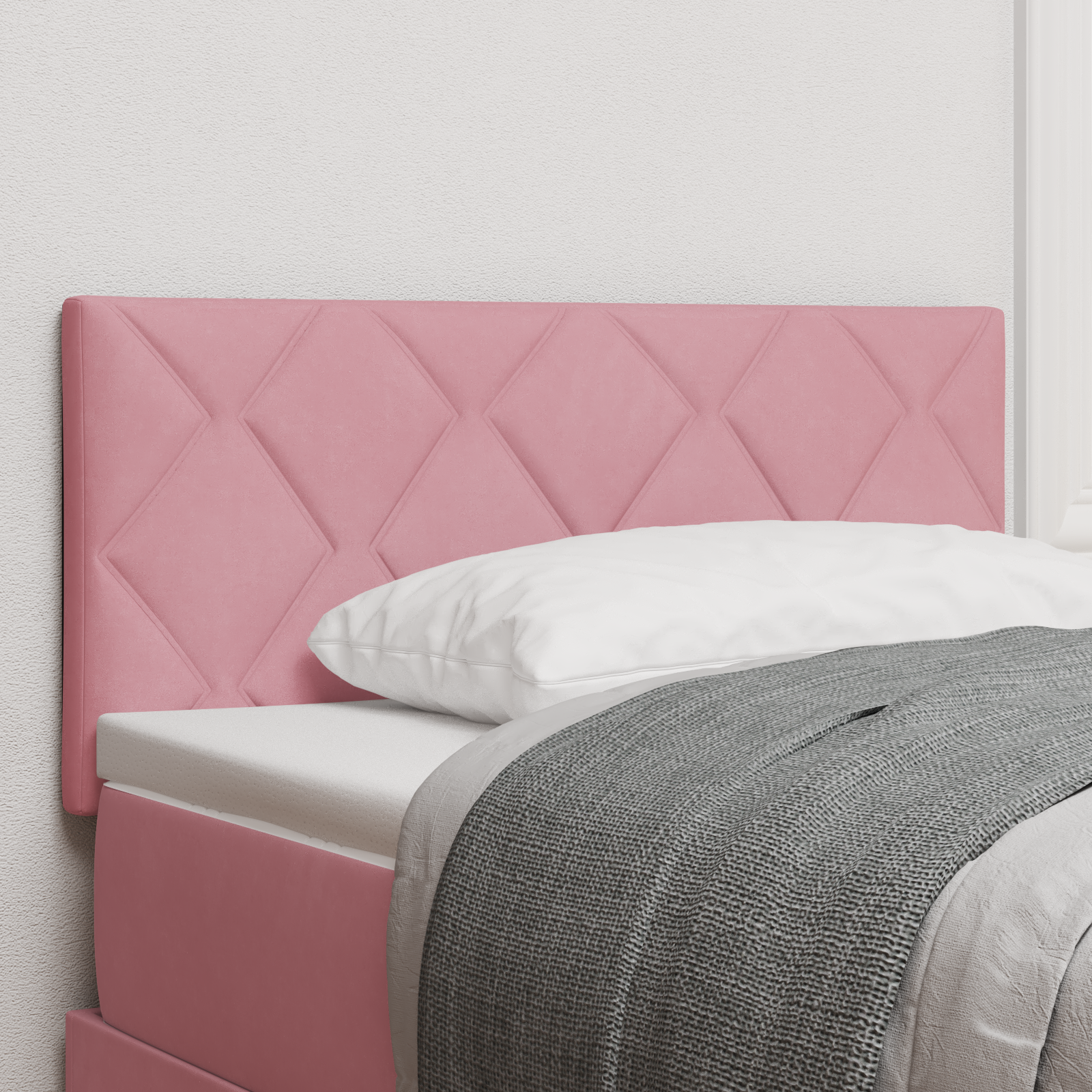 Thumbnail - vidaXL LED Kopfteil im Diamantblock-Design, rosa, 90 cm, Samt