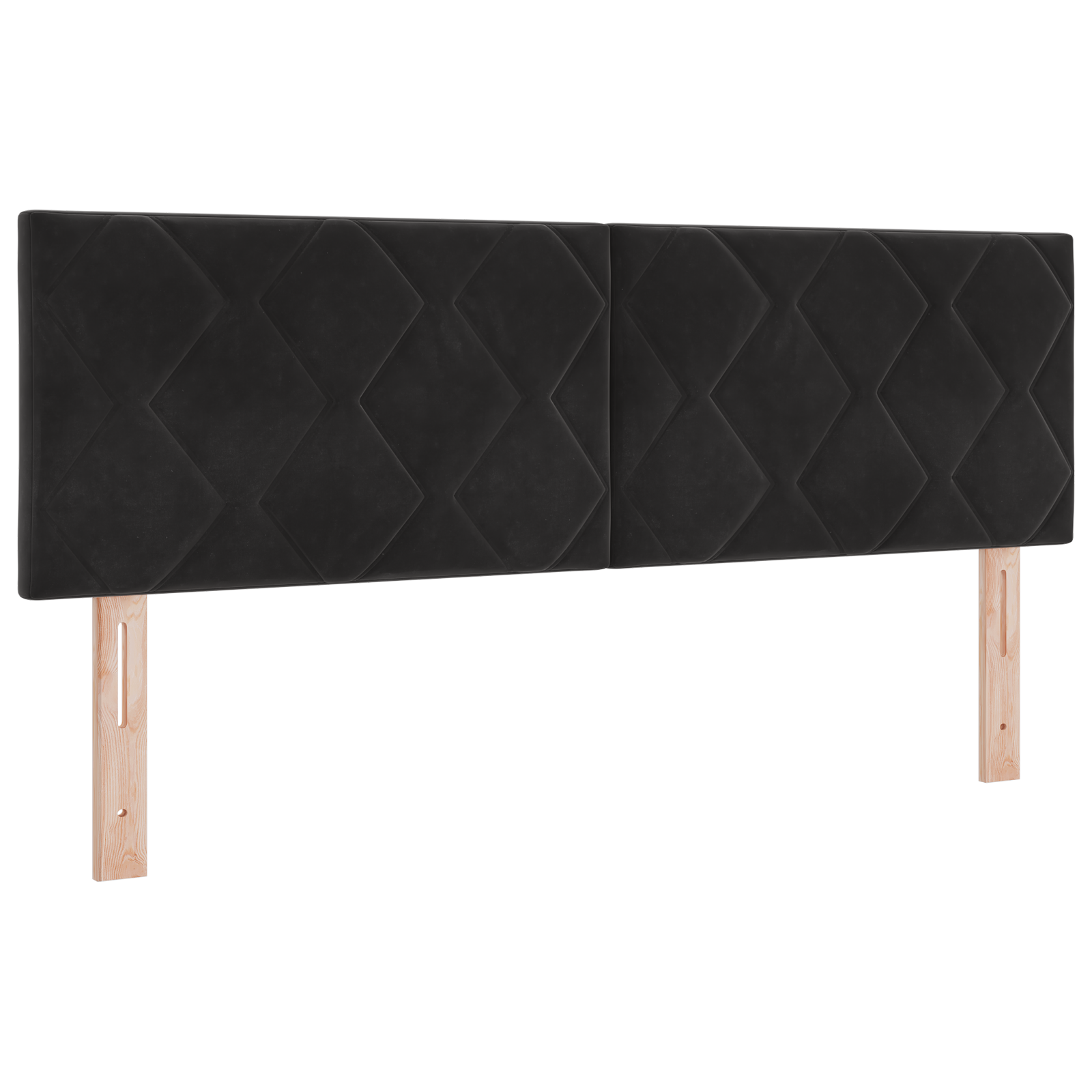 Thumbnail - vidaXL LED Kopfteil Diamantblöcke Design Schwarz 144 cm Velours