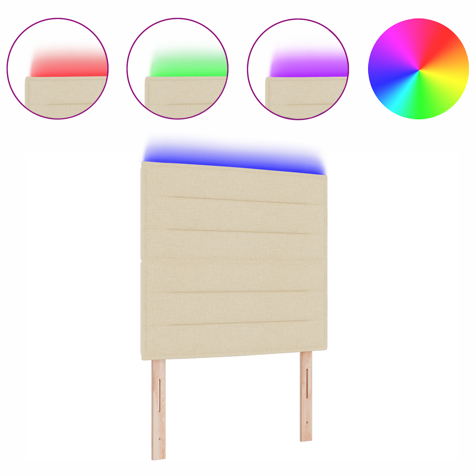 LED Headboard Lines Design Cream 80 cm Fabric - Image 3