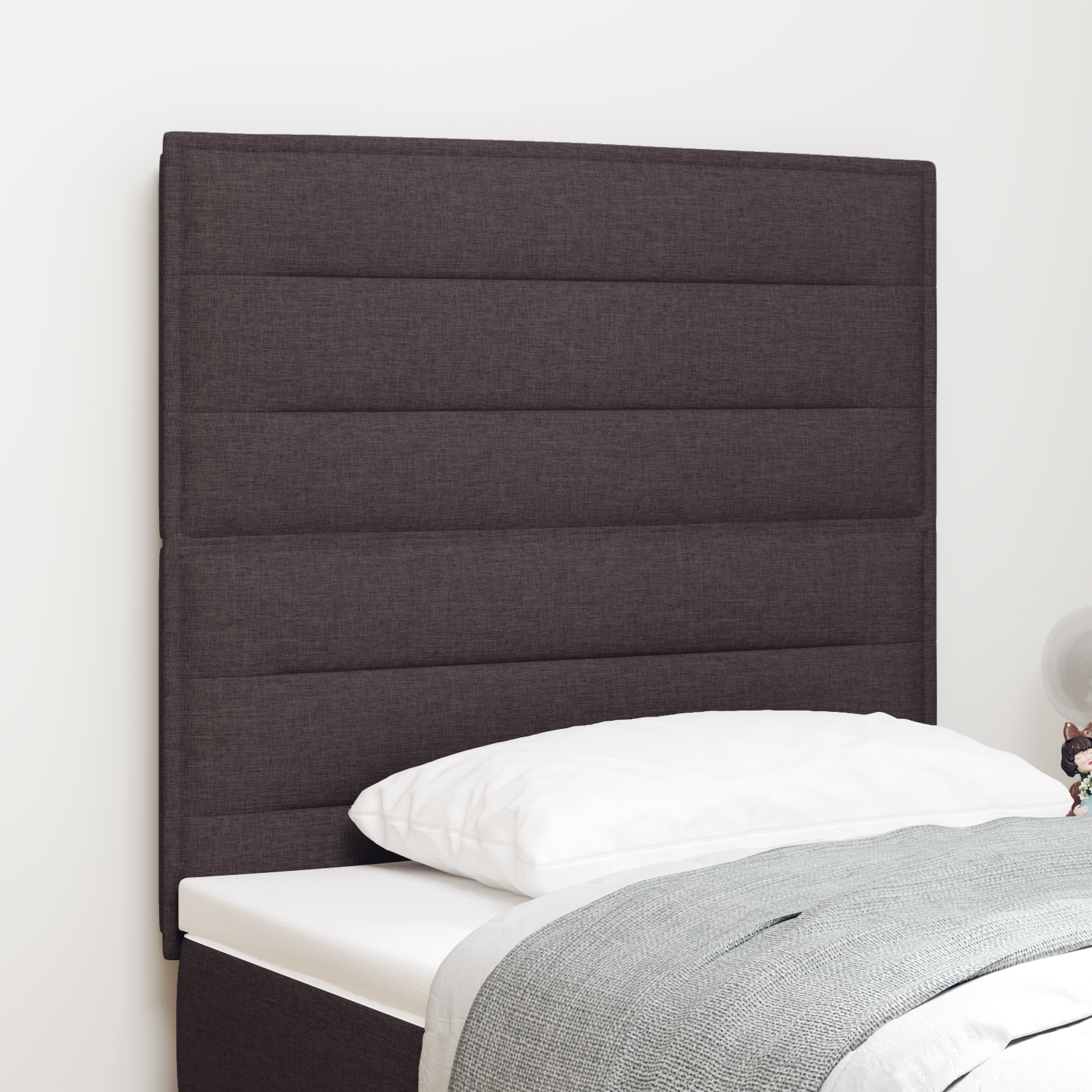 LED Headboard Lines Design Dark Brown 100 cm Fabric