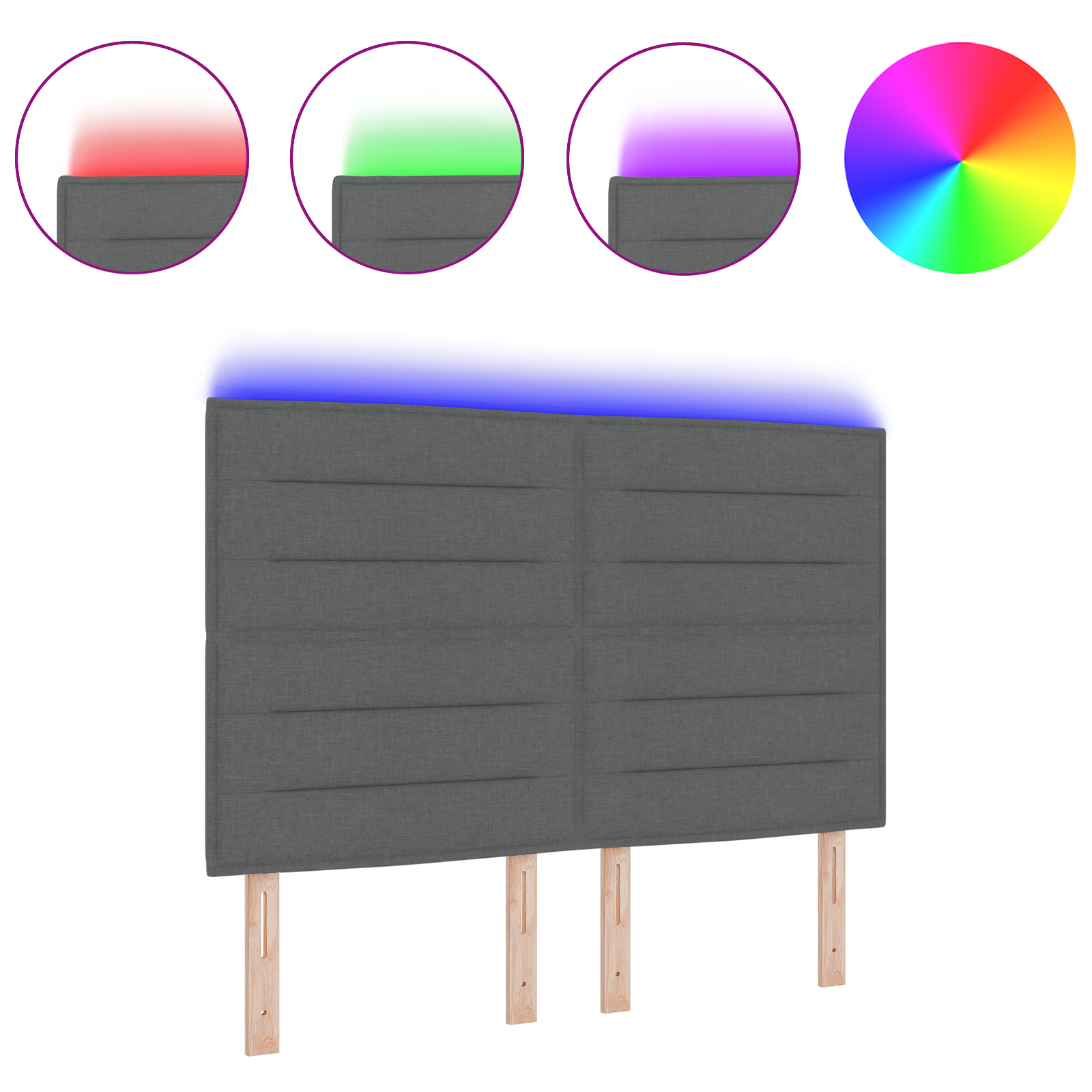 LED Headboard Lines Design Dark Grey 72 cm Fabric - Image 3