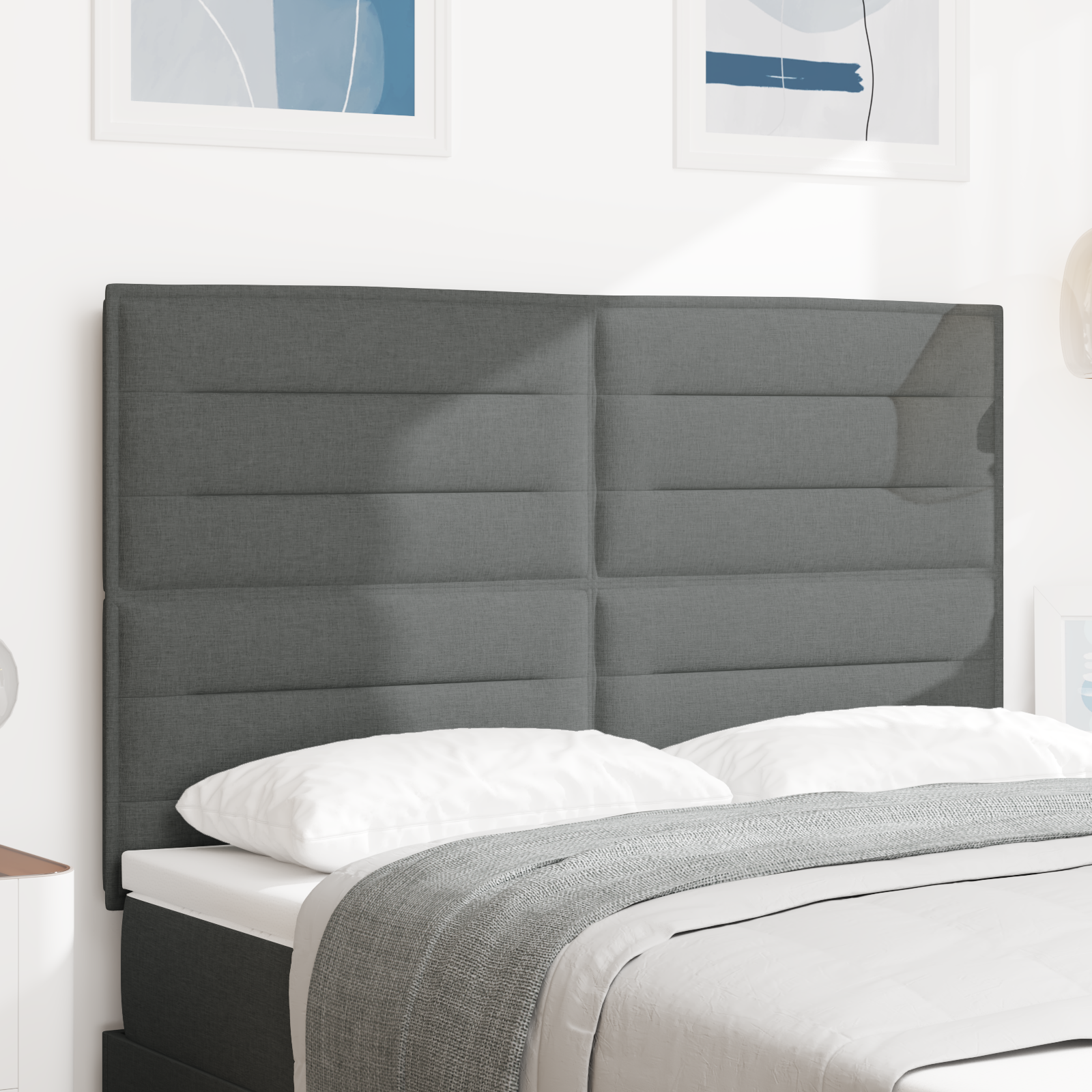 LED Headboard Lines Design Dark Grey 72 cm Fabric
