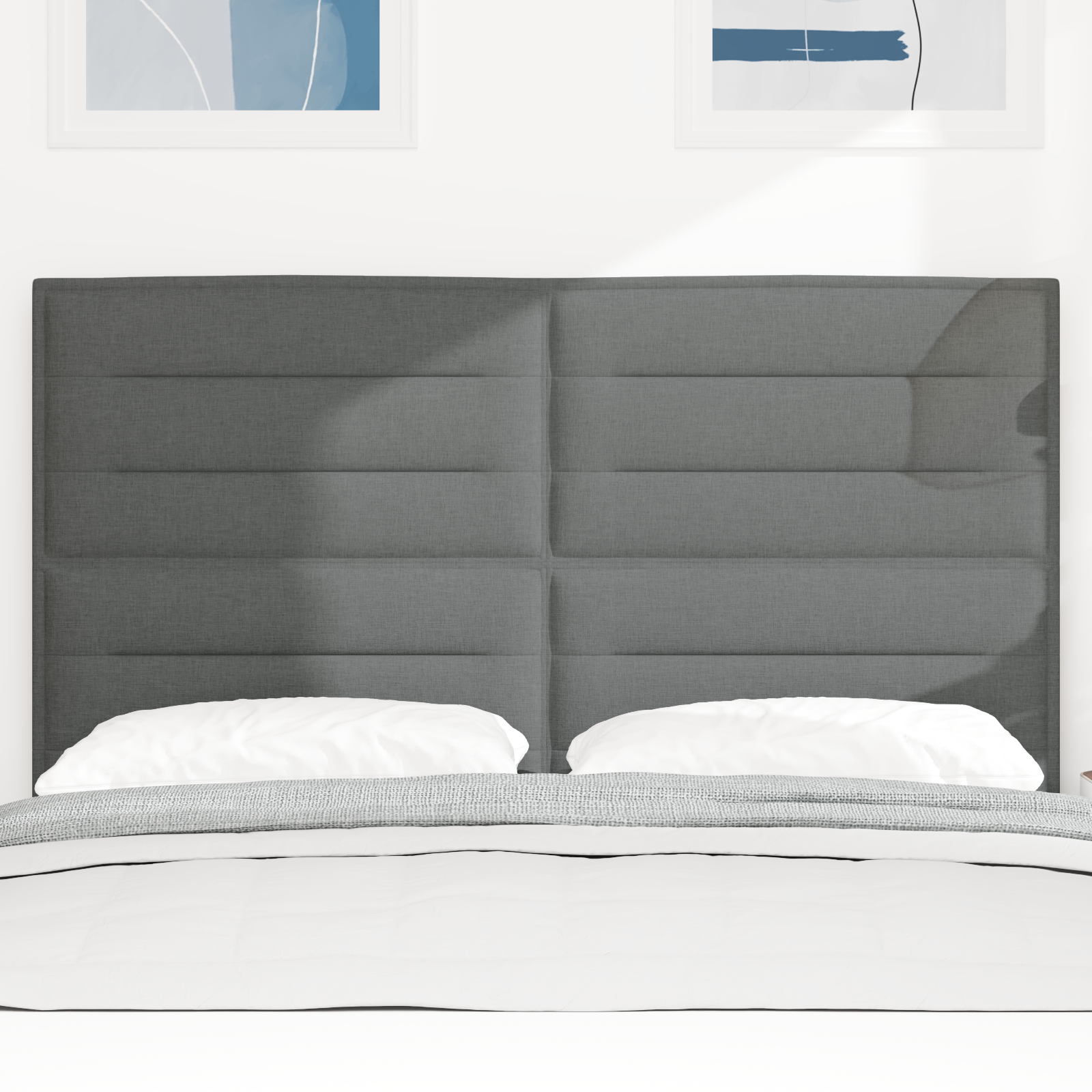LED Headboard Lines Design Dark Grey 72 cm Fabric - Image 4