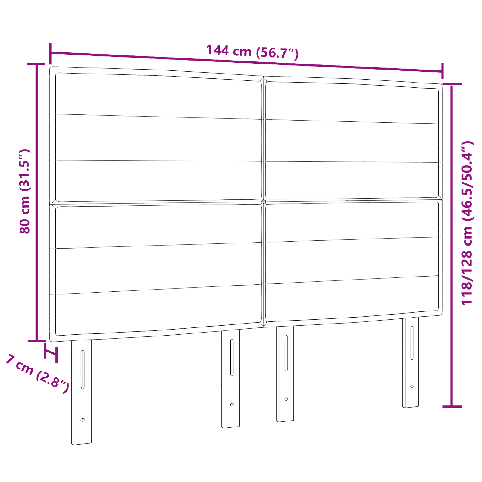 LED Headboard Lines Design Dark Grey 72 cm Fabric - Image 9
