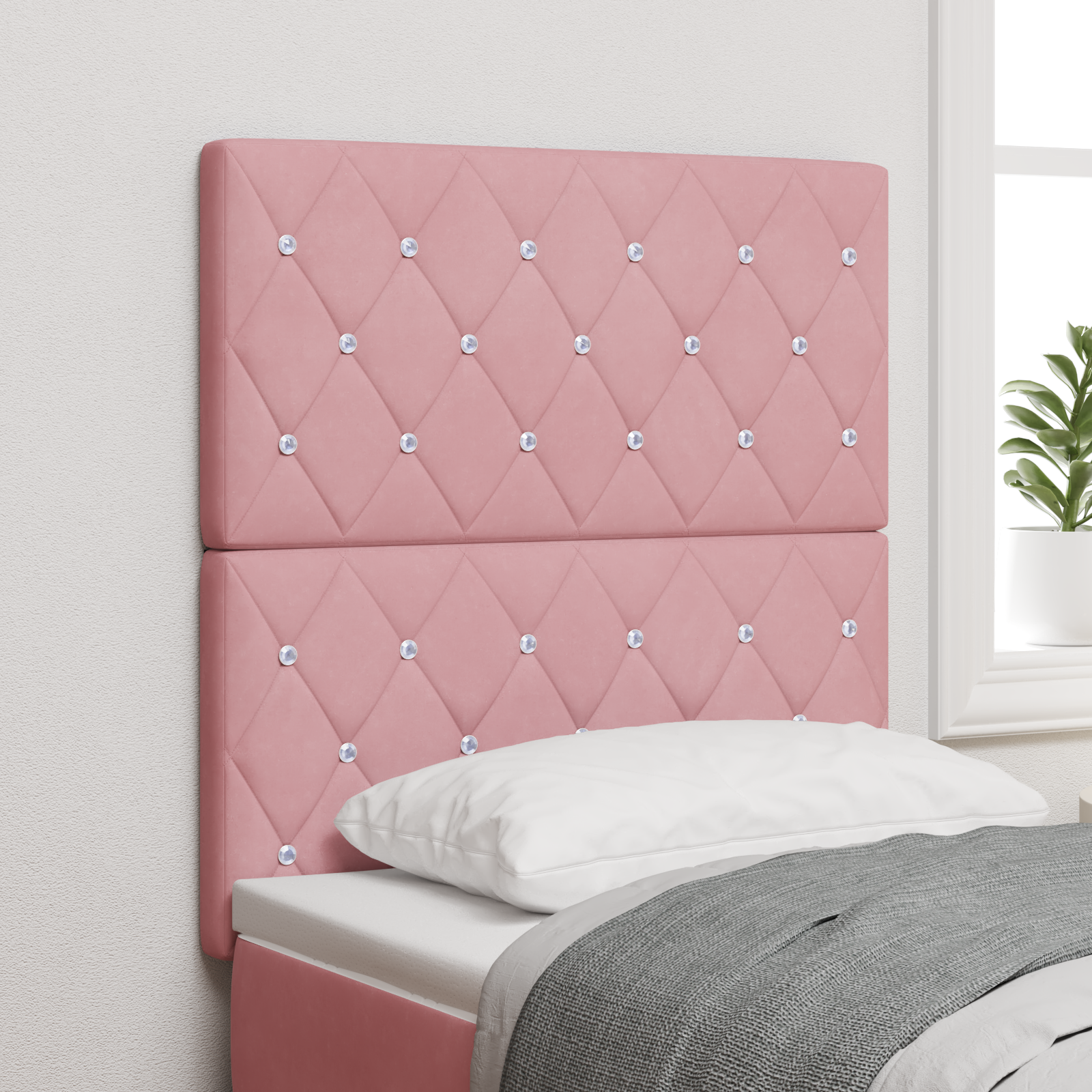 Thumbnail - vidaXL LED Kopfteil rosa 80 cm Samt