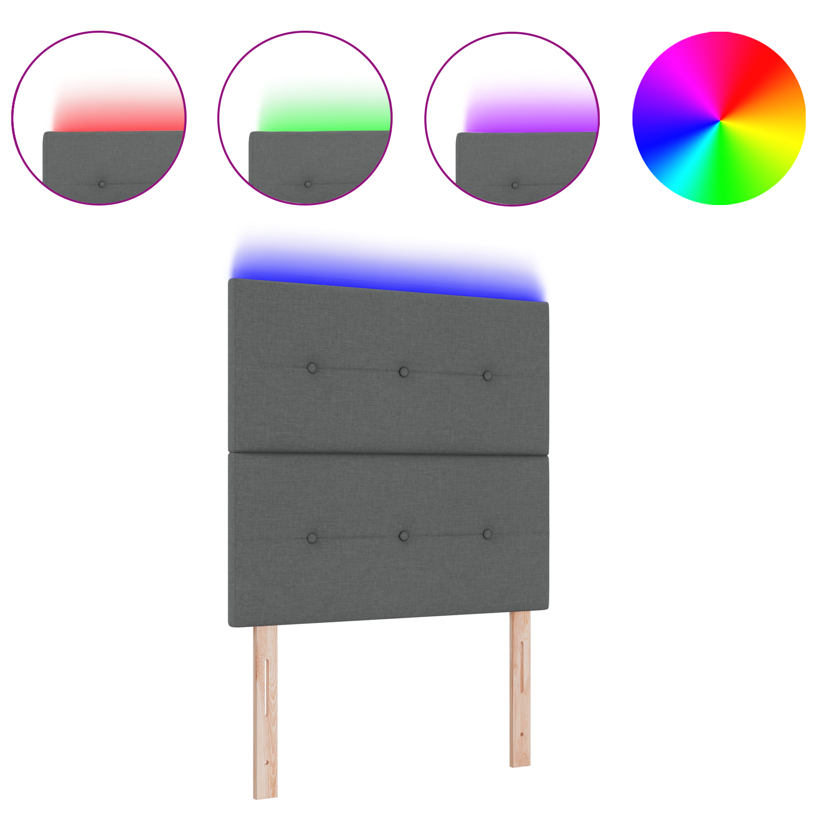 Thumbnail - vidaXL LED Kopfteil Dunkelgrau 80 cm Stoff
