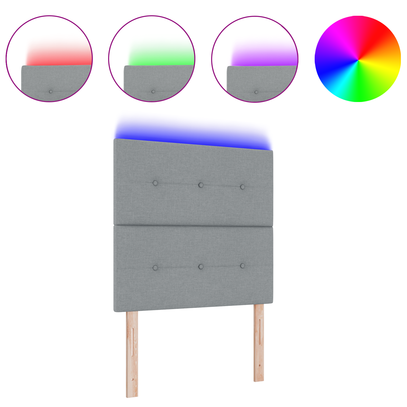 Thumbnail - vidaXL LED Kopfteil Hellgrau 100 cm Stoff