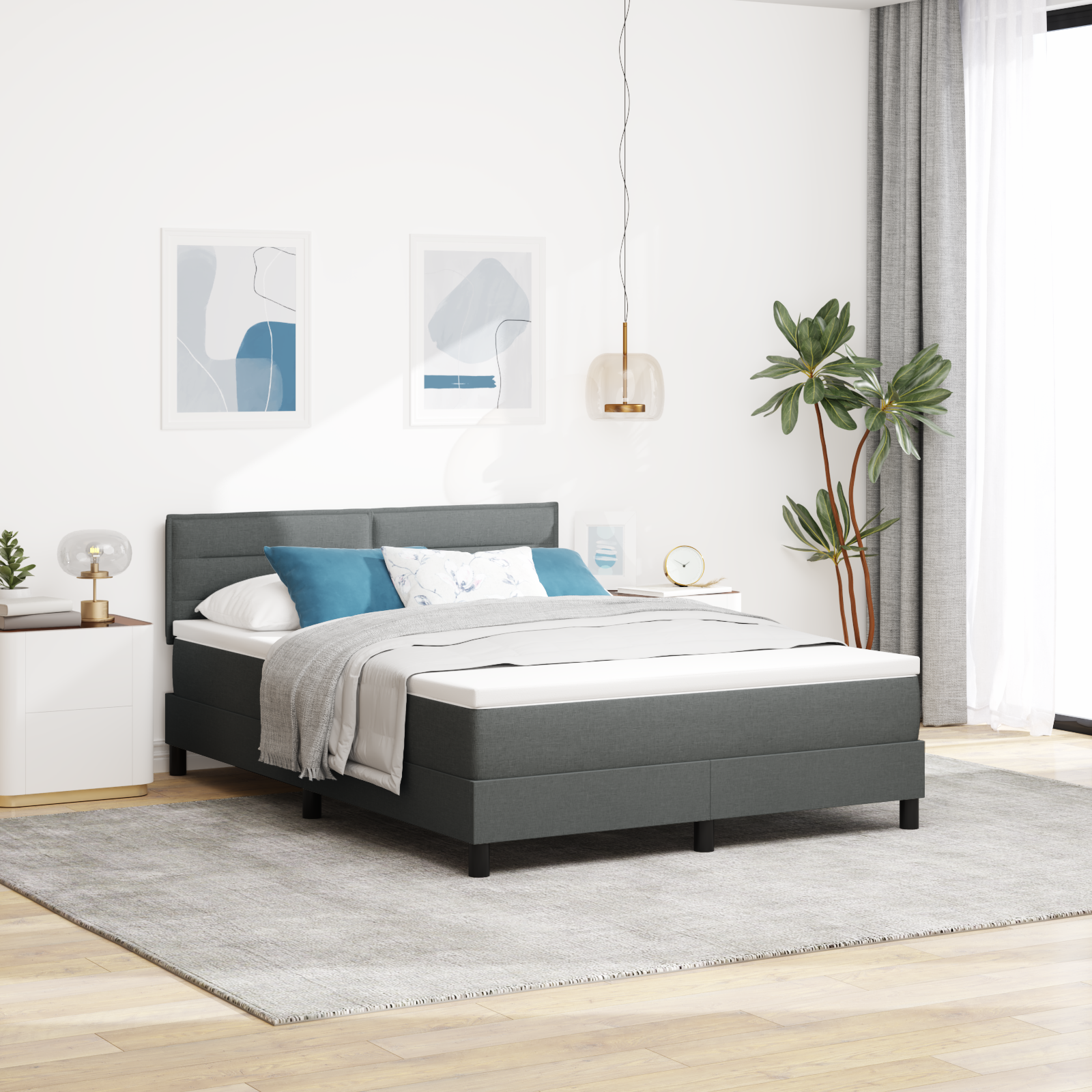 Thumbnail - vidaXL Boxspringbett mit Matratze Dunkelgrau 160x200 cm Stoff