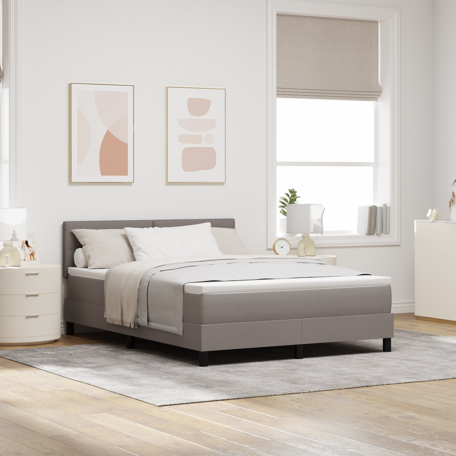 Thumbnail - vidaXL Boxspringbett mit Matratze Taupe 140x200 cm Stoff