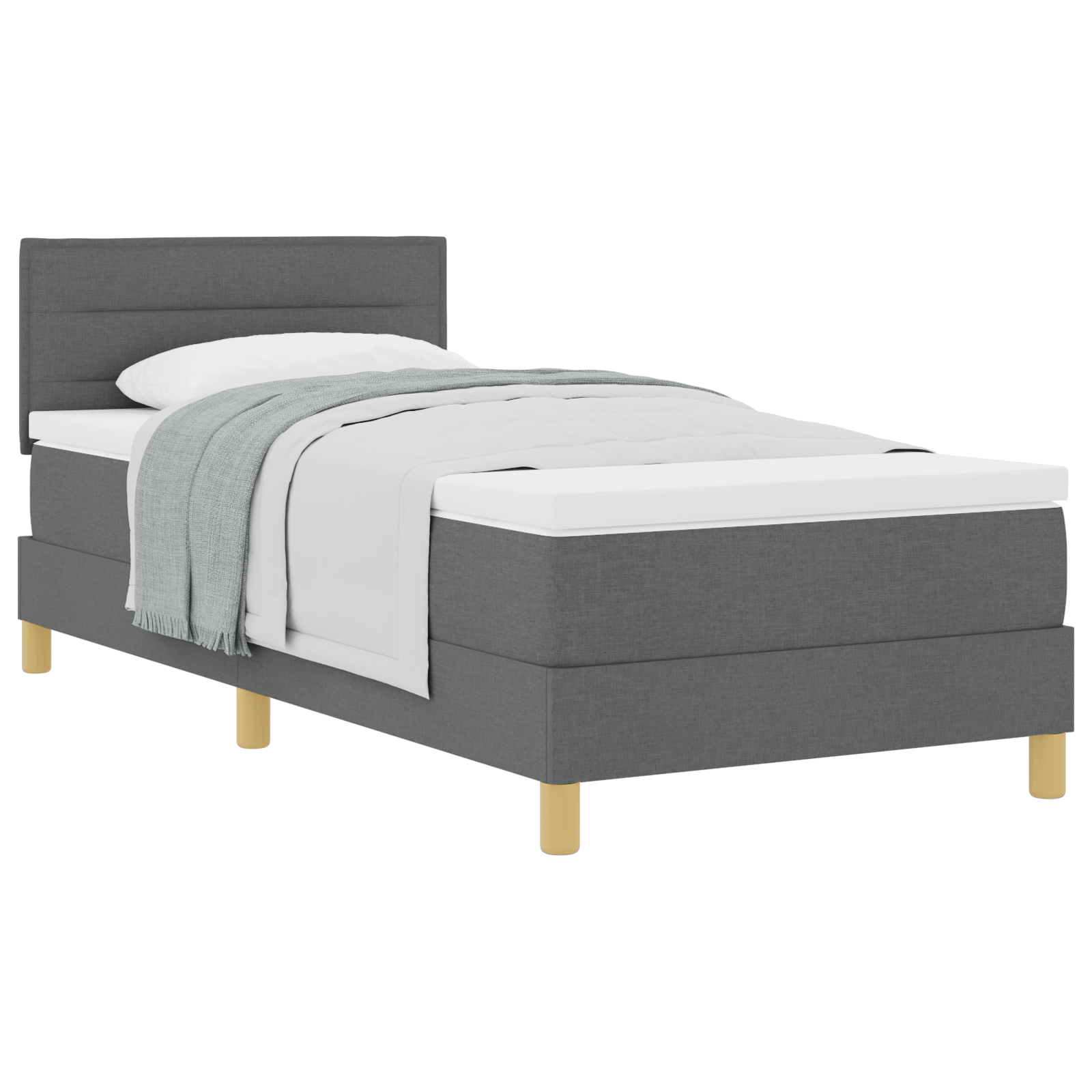 Thumbnail - vidaXL Boxspringbett mit Matratze Dunkelgrau 90x190 cm Stoff