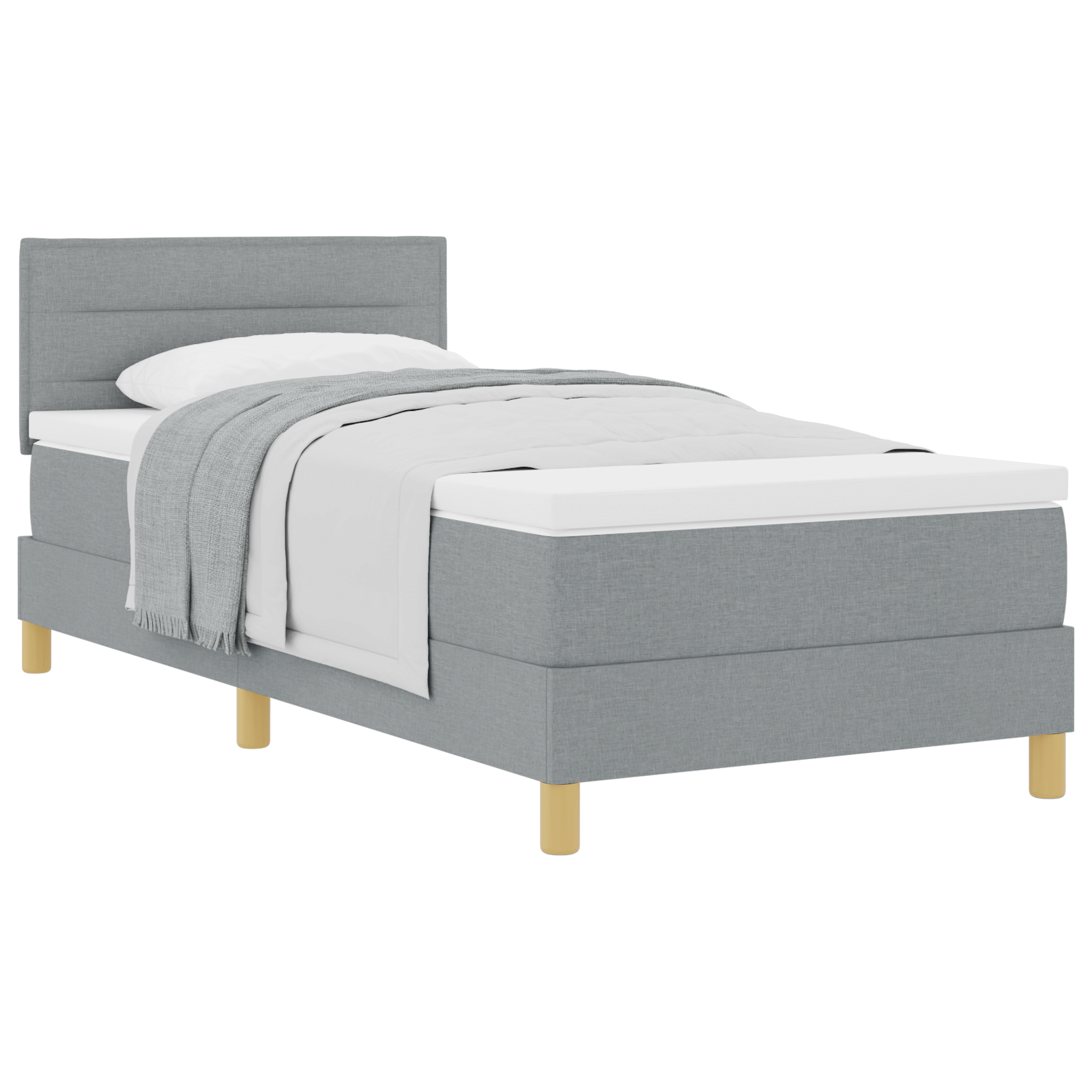 Thumbnail - vidaXL Boxspringbett mit Matratze Hellgrau 100x200 cm Stoff