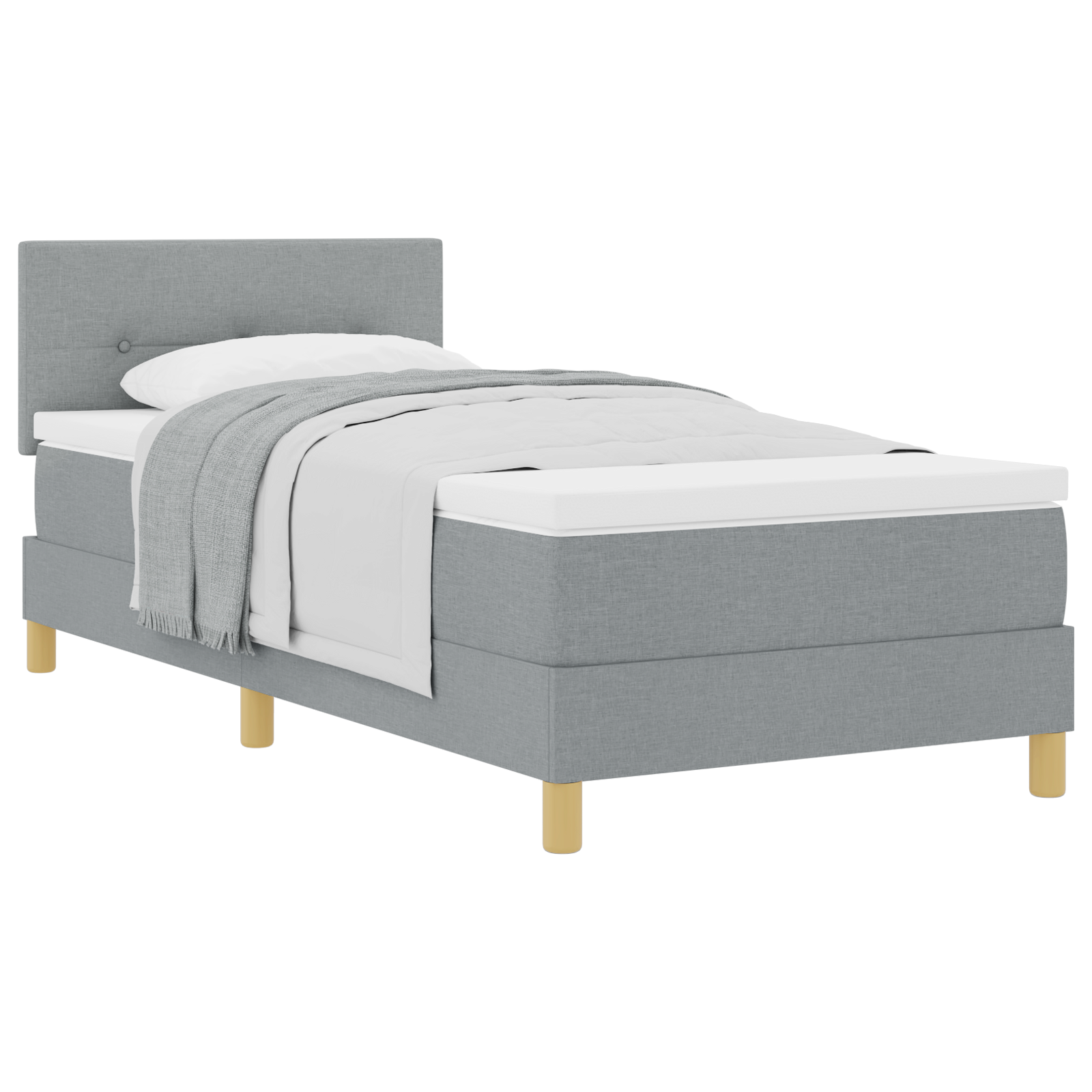 Thumbnail - vidaXL Boxspringbett mit Matratze Hellgrau 100x200 cm Stoff