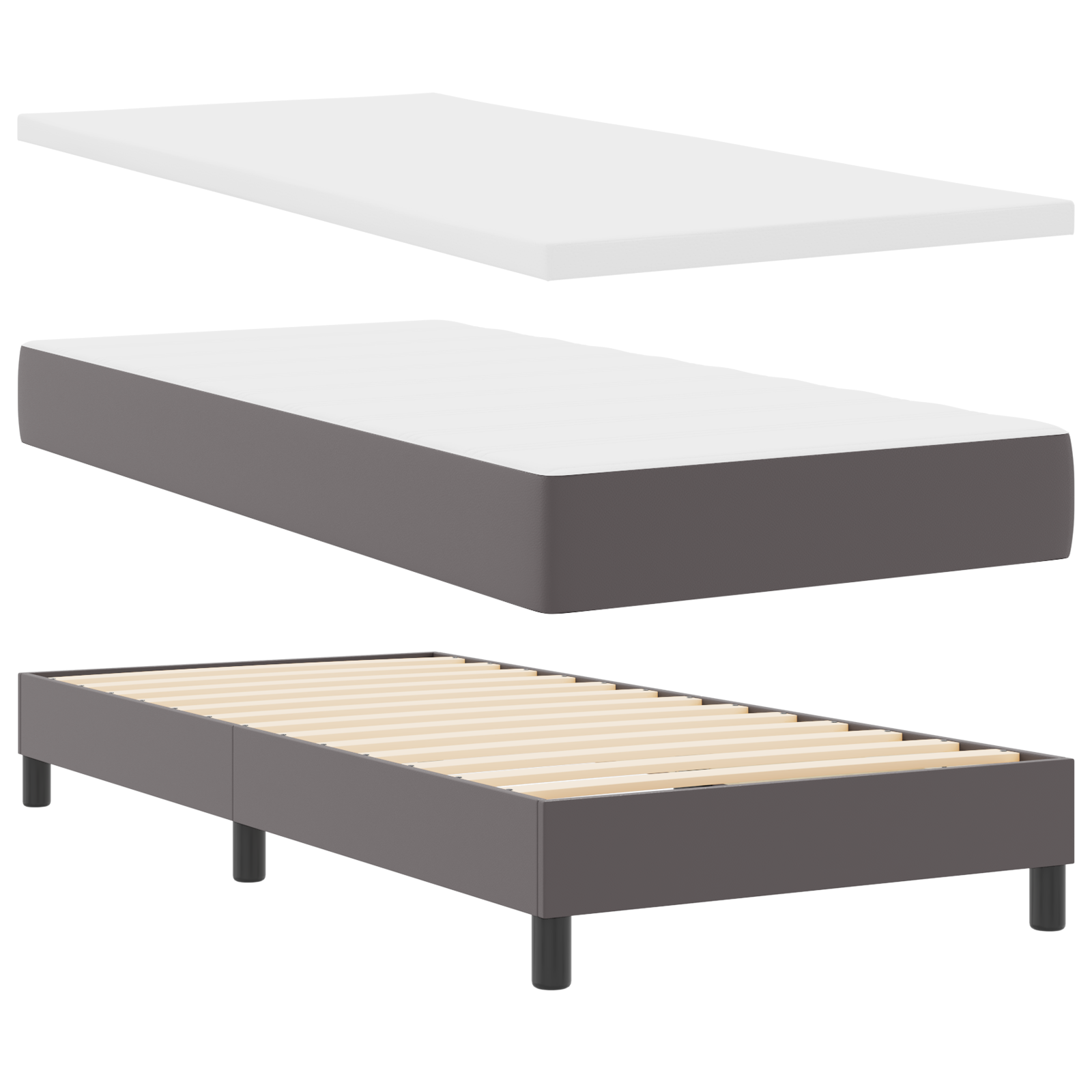 Karbi vedrumadrats madratsiga peaga Hall 90 x 200 cm Kunstnahk 6 Kõik vajalik sinu aeda ja koju! Karbi vedrumadrats madratsiga peaga Hall 90 x 200 cm Kunstnahk - Image 6