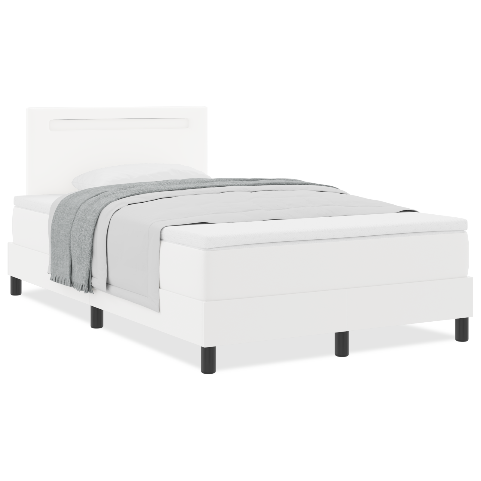 Boxspringbett mit Matratze Weiß Klein Doppel Schwarz – Bild 4