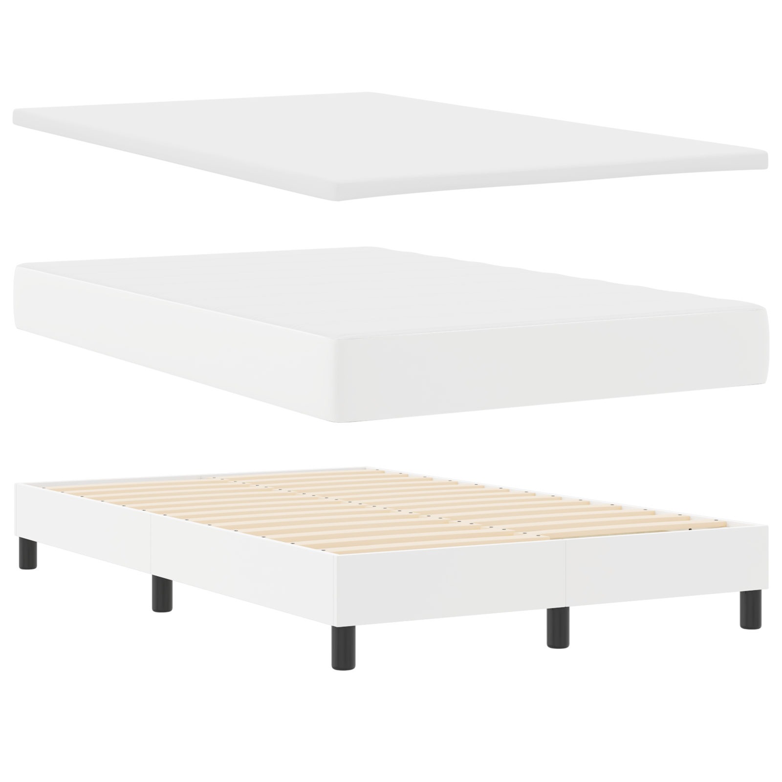 Boxspringbett mit Matratze Weiß Klein Doppel Schwarz – Bild 6