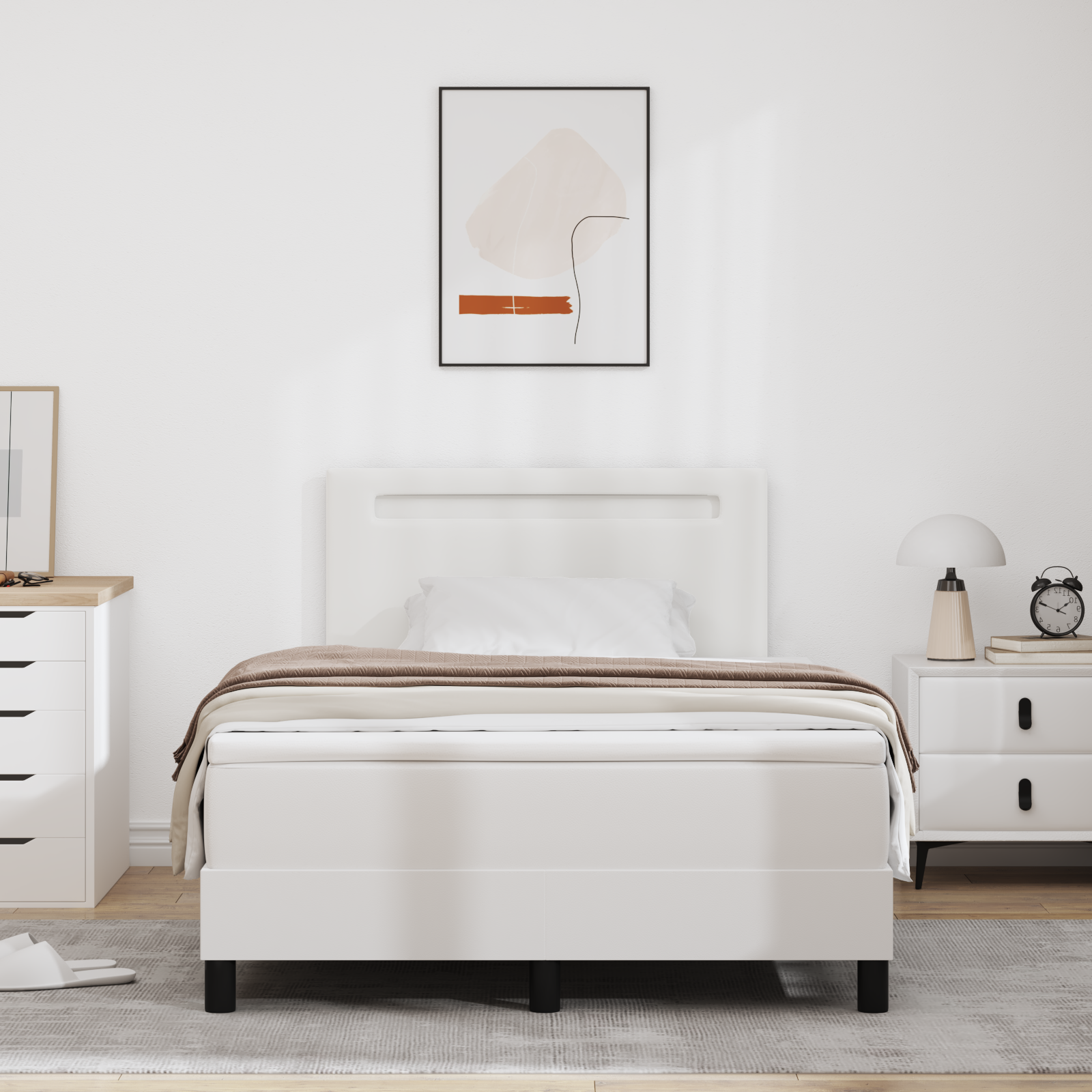 Boxspringbett mit Matratze Weiß Klein Doppel Schwarz – Bild 5