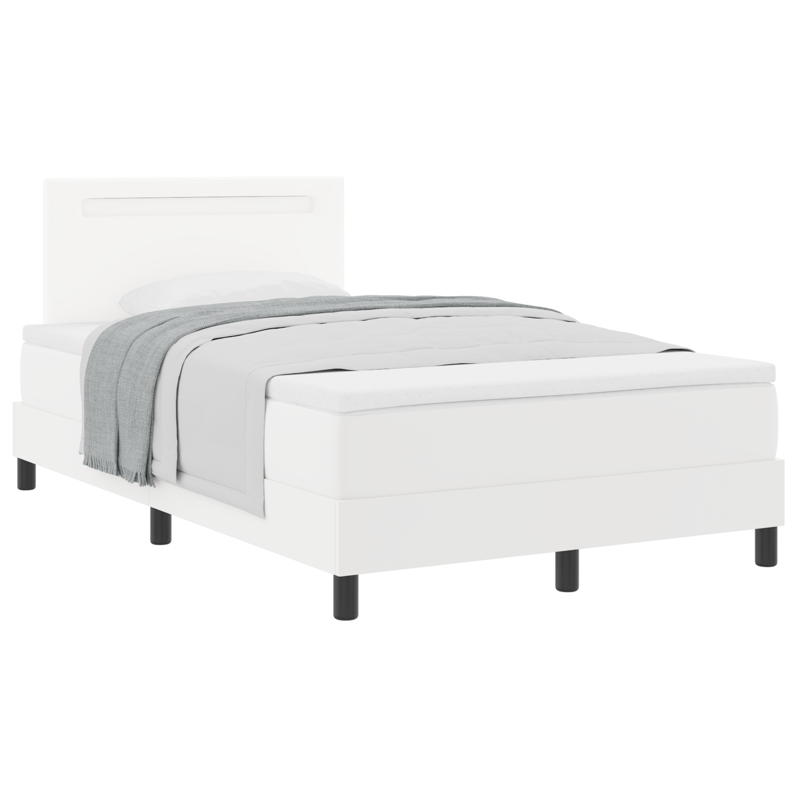 Boxspringbett mit Matratze Weiß Klein Doppel Schwarz – Bild 2