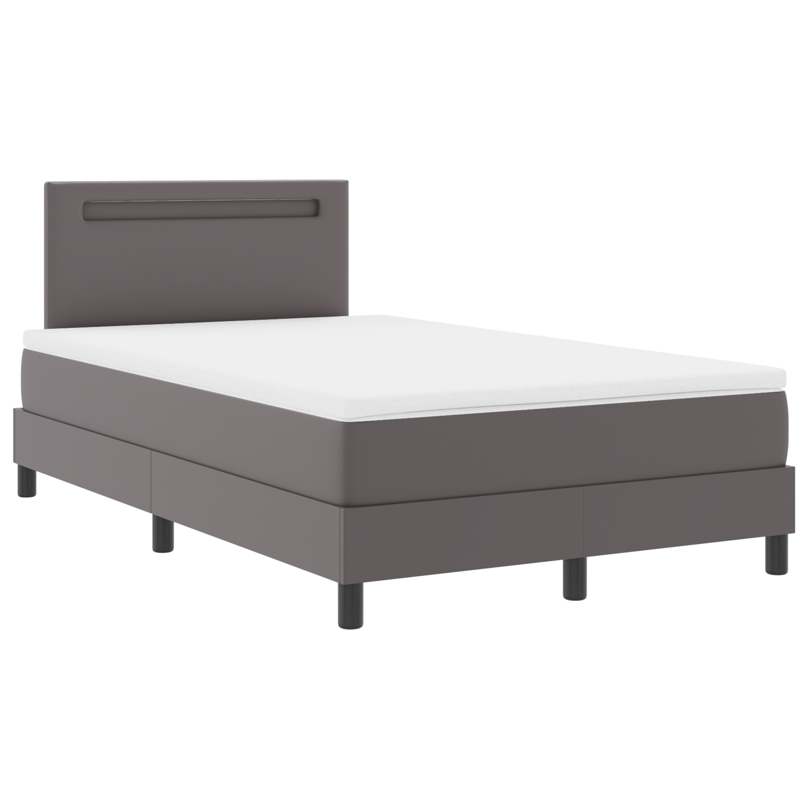 Thumbnail - vidaXL Boxspringbett mit Matratze – Graues kleines Doppelbett aus Kunstleder