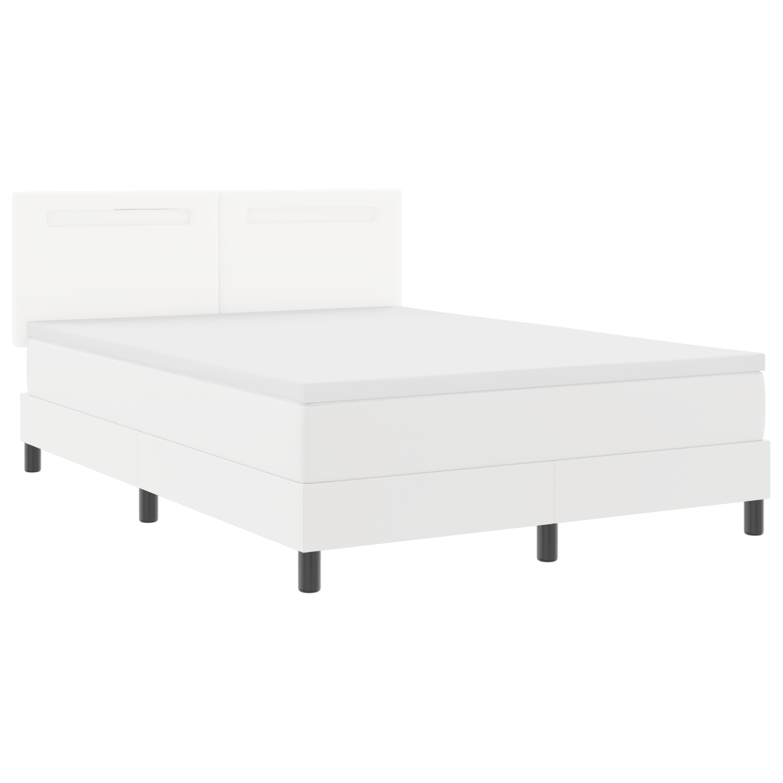 Thumbnail - vidaXL Boxspringbett mit Matratze in Weiß, 140 x 190 cm, aus Kunstleder