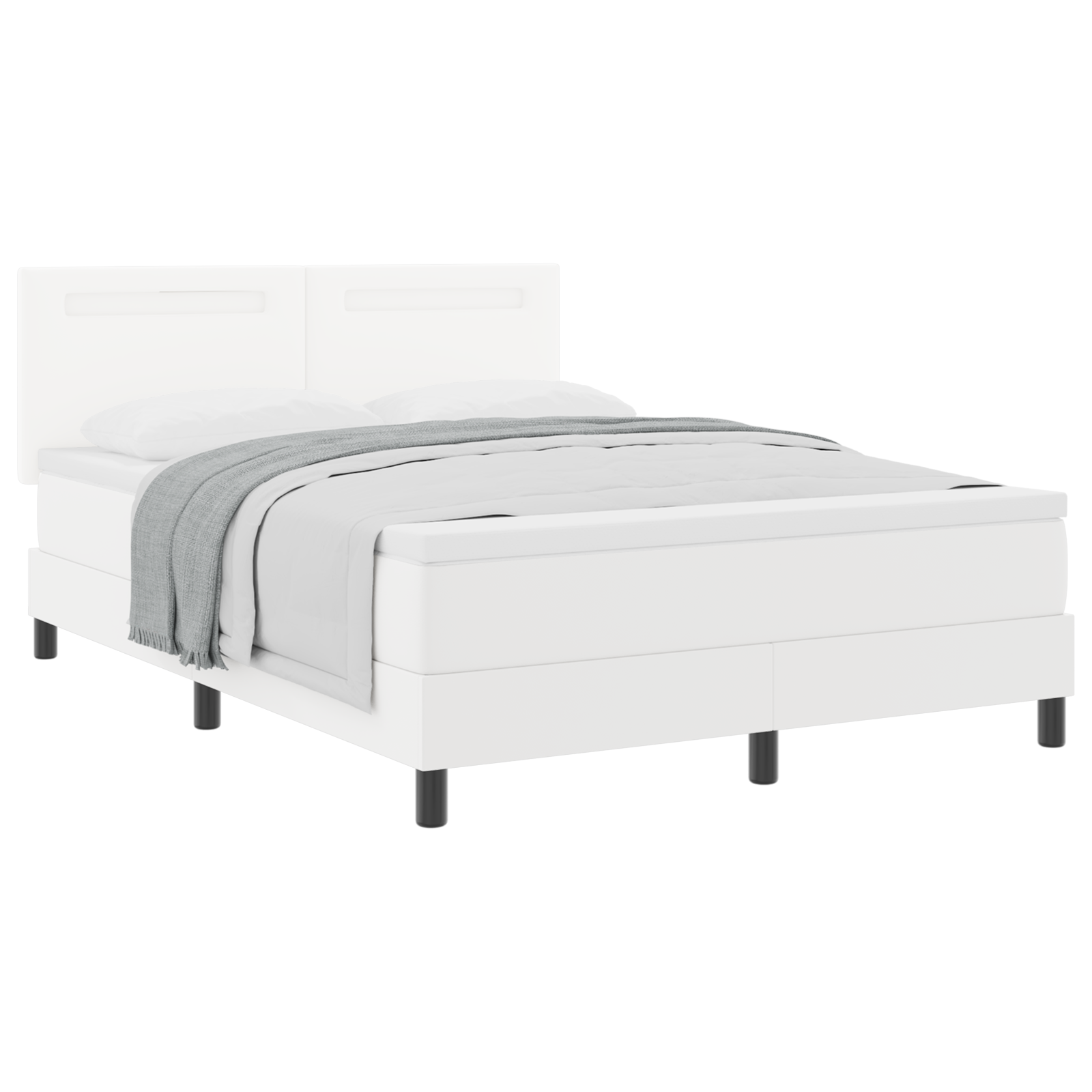 Thumbnail - vidaXL Boxspringbett mit Matratze in Weiß, 140 x 190 cm, aus Kunstleder