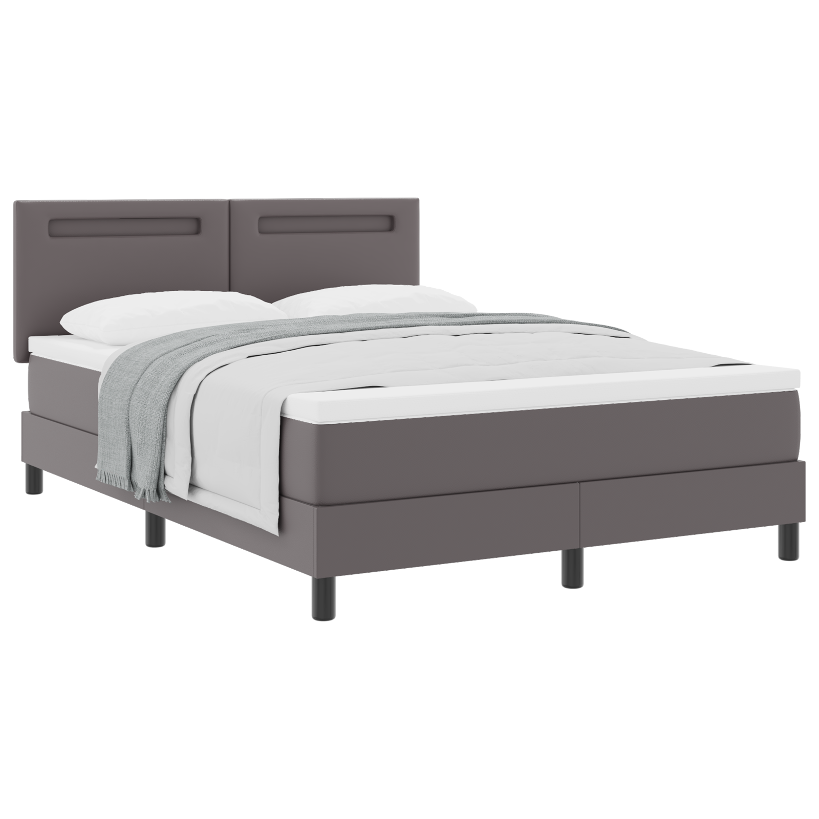 Thumbnail - vidaXL Boxspringbett mit Matratze in Grau - 140 x 200 cm, Kunstleder
