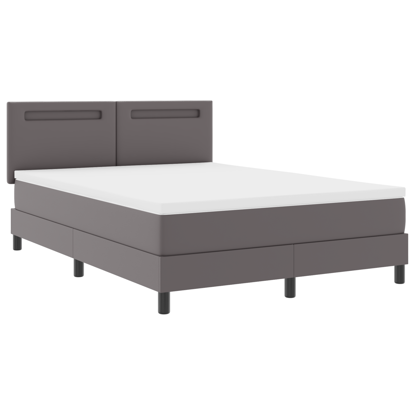 Thumbnail - vidaXL Boxspringbett mit Matratze in Grau, 160x200 cm, aus Fauxleder